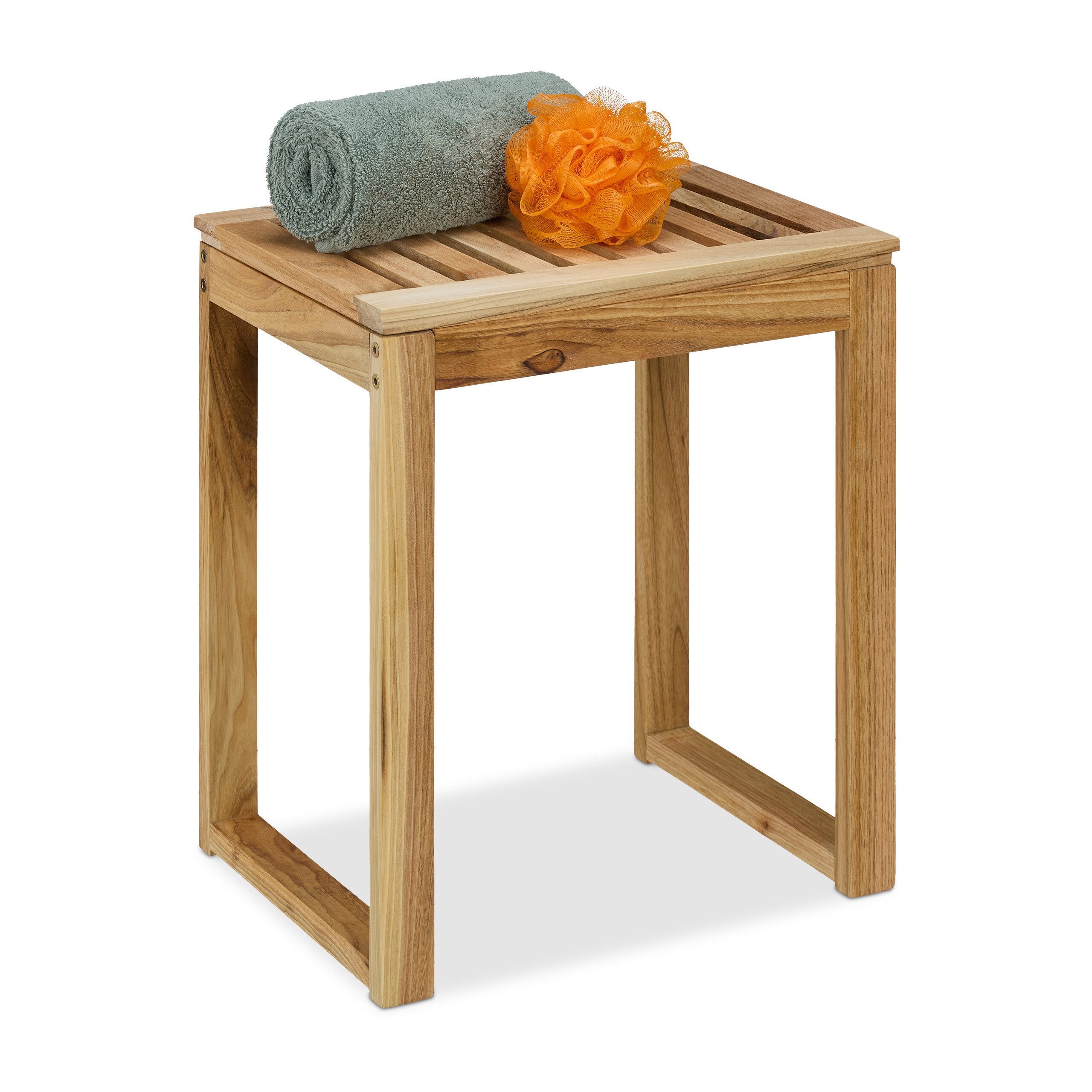 relaxdays Badhocker Hocker aus Holz