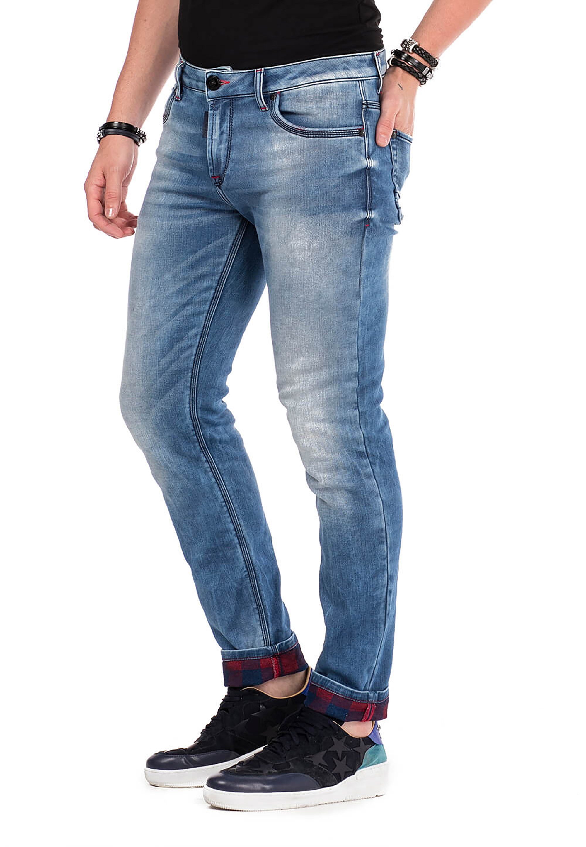 Cipo & Baxx Slim-fit-Jeans im blau Look Used