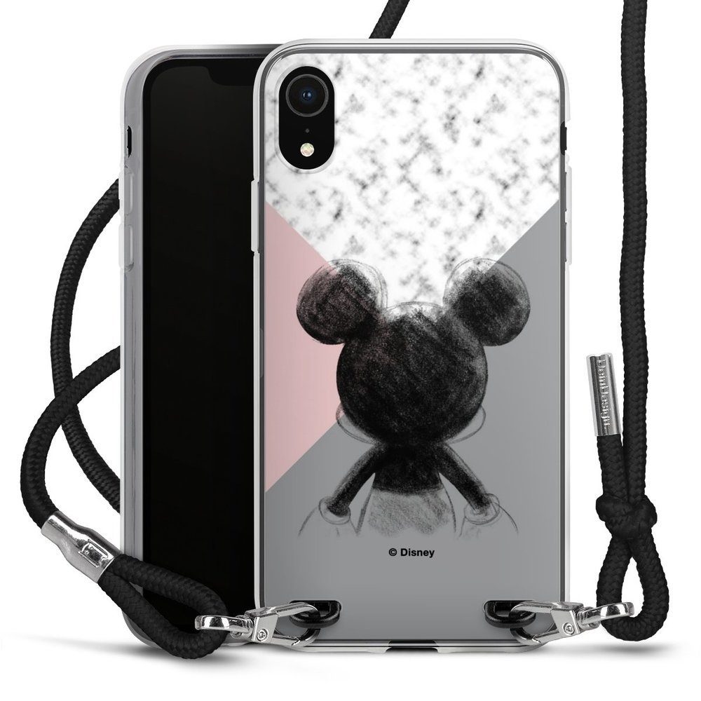 DeinDesign Handyhülle Disney Marmor Mickey Mouse Mickey Mouse Scribble,  Apple iPhone Xr Handykette Hülle mit Band Case zum Umhängen
