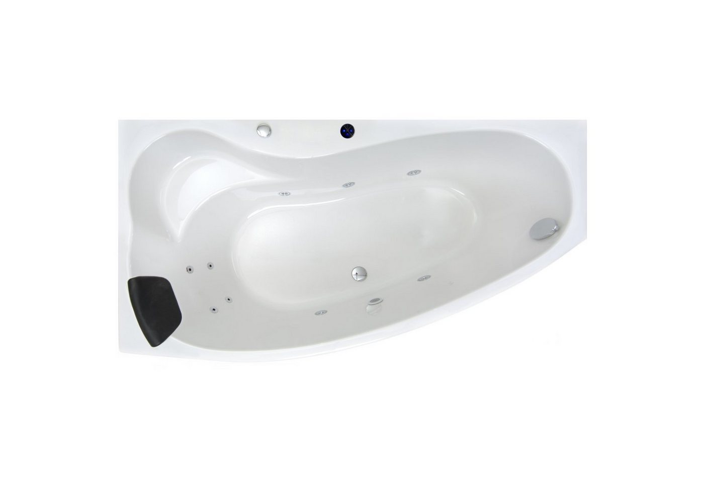Thumbnail - Basera® Whirlpool-Badewanne BASIC Indoor Eck-Whirlpool Badewanne Formentera Links 160 x 90 cm, (Komplett-Set), mit 9 Mas...