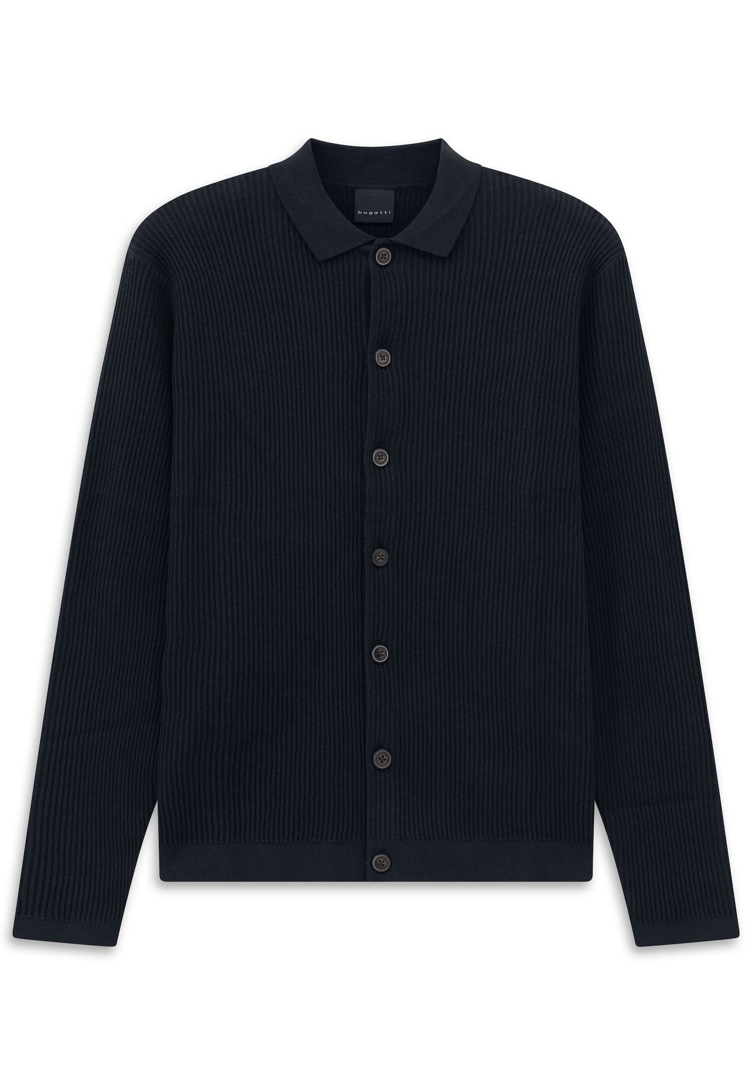bugatti Strickjacke Regular Fit geknöpft mit Polokragen