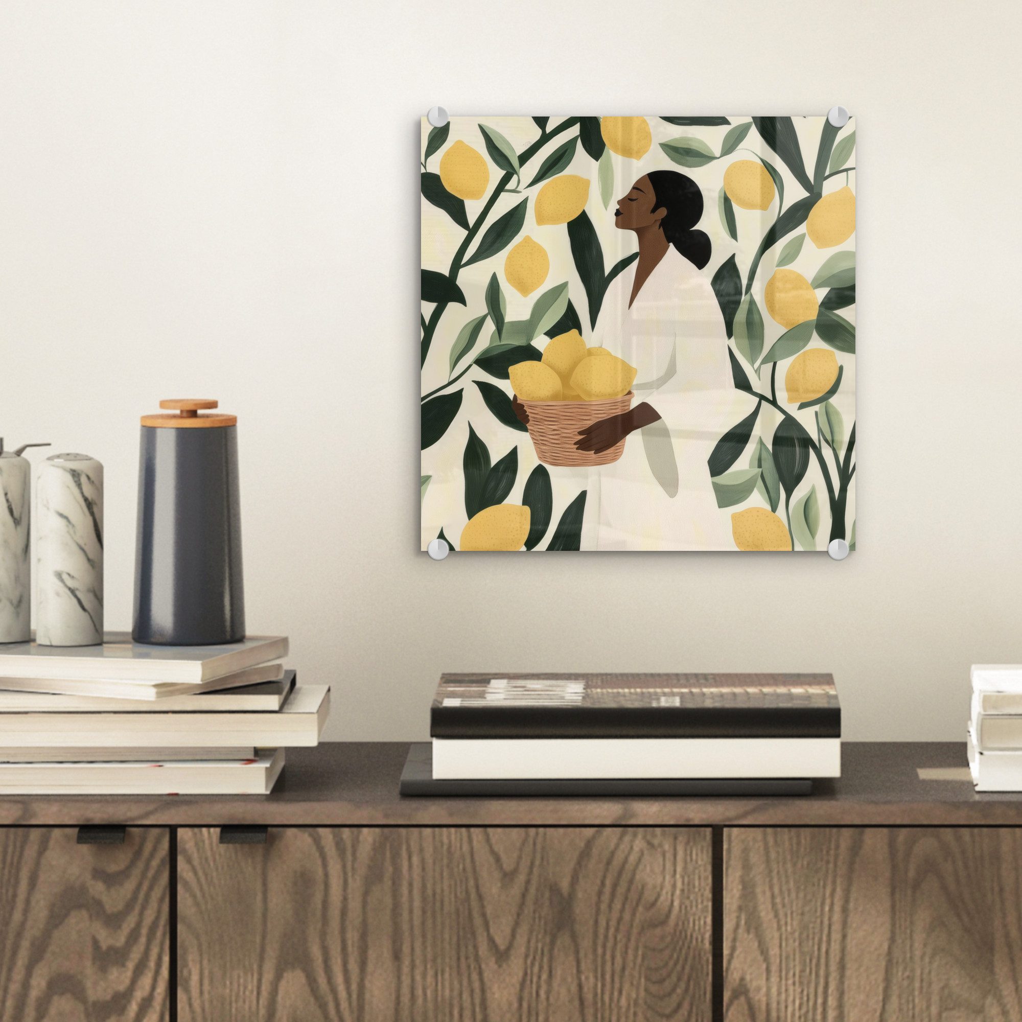 MuchoWow Acrylglasbild Frau - Korb - günstig online kaufen