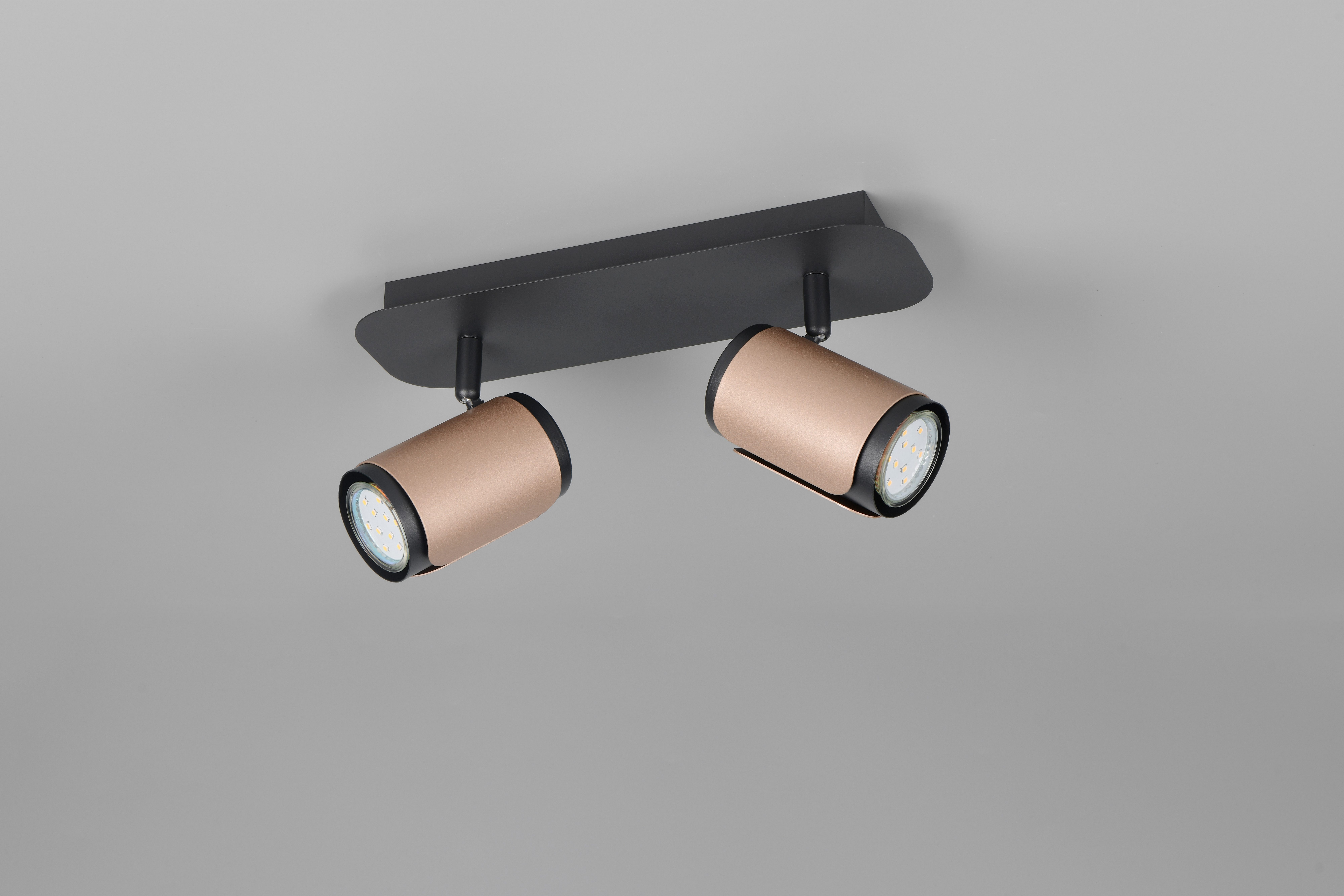 TRIO Leuchten Deckenstrahler GILLAN, Spot 2-flammig, exkl 2x GU10 max 10W, 30x16x12 cm (B/H/T), Leuchtmittel wechselbar, warmweiß - kaltweiß, als Wandstrahler oder Deckenstrahler montierbar, Spots schwenkbar