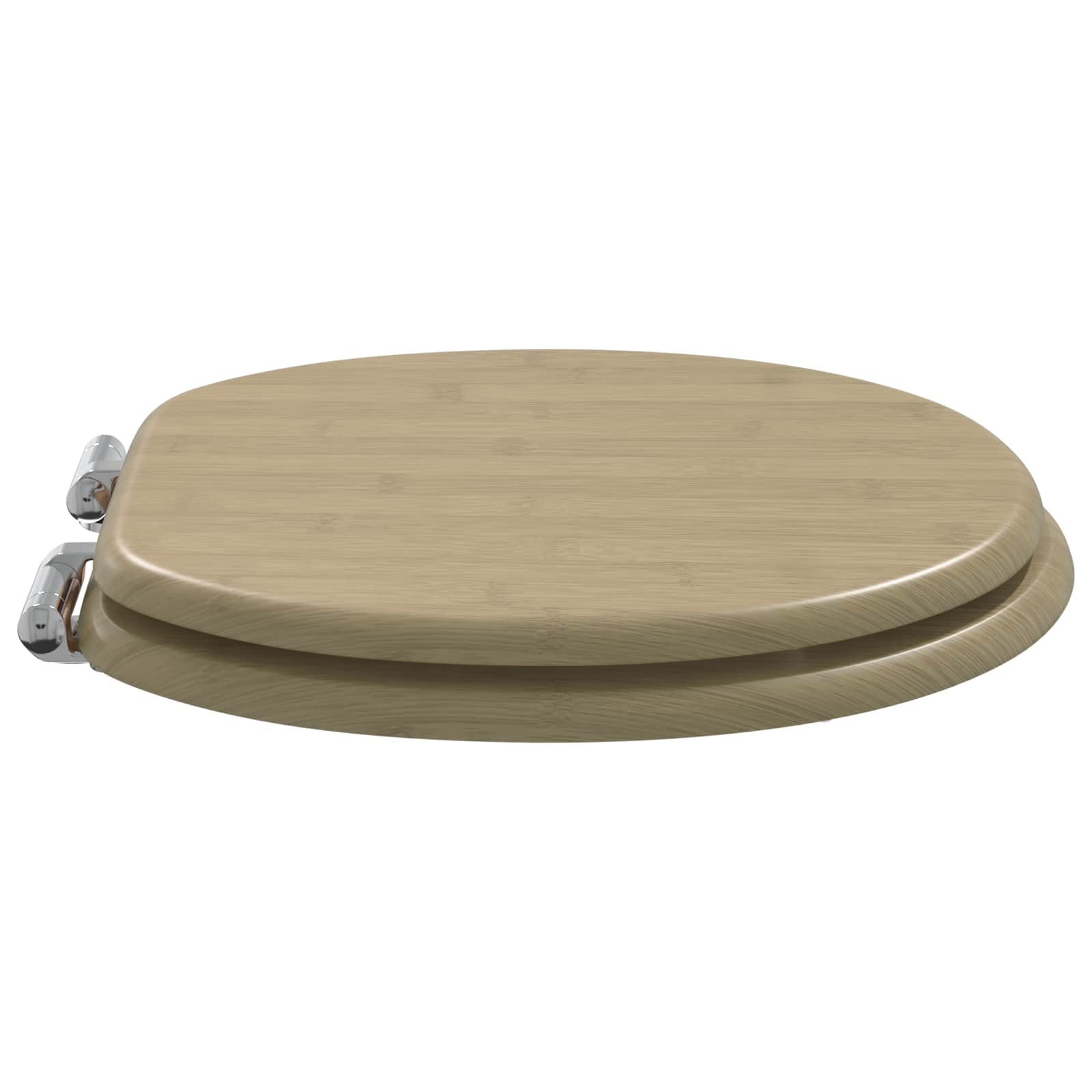 vidaXL WC-Sitz Soft-Close Toilettensitz Heller Bambusfarbton 44 x 38 cm (1-St)