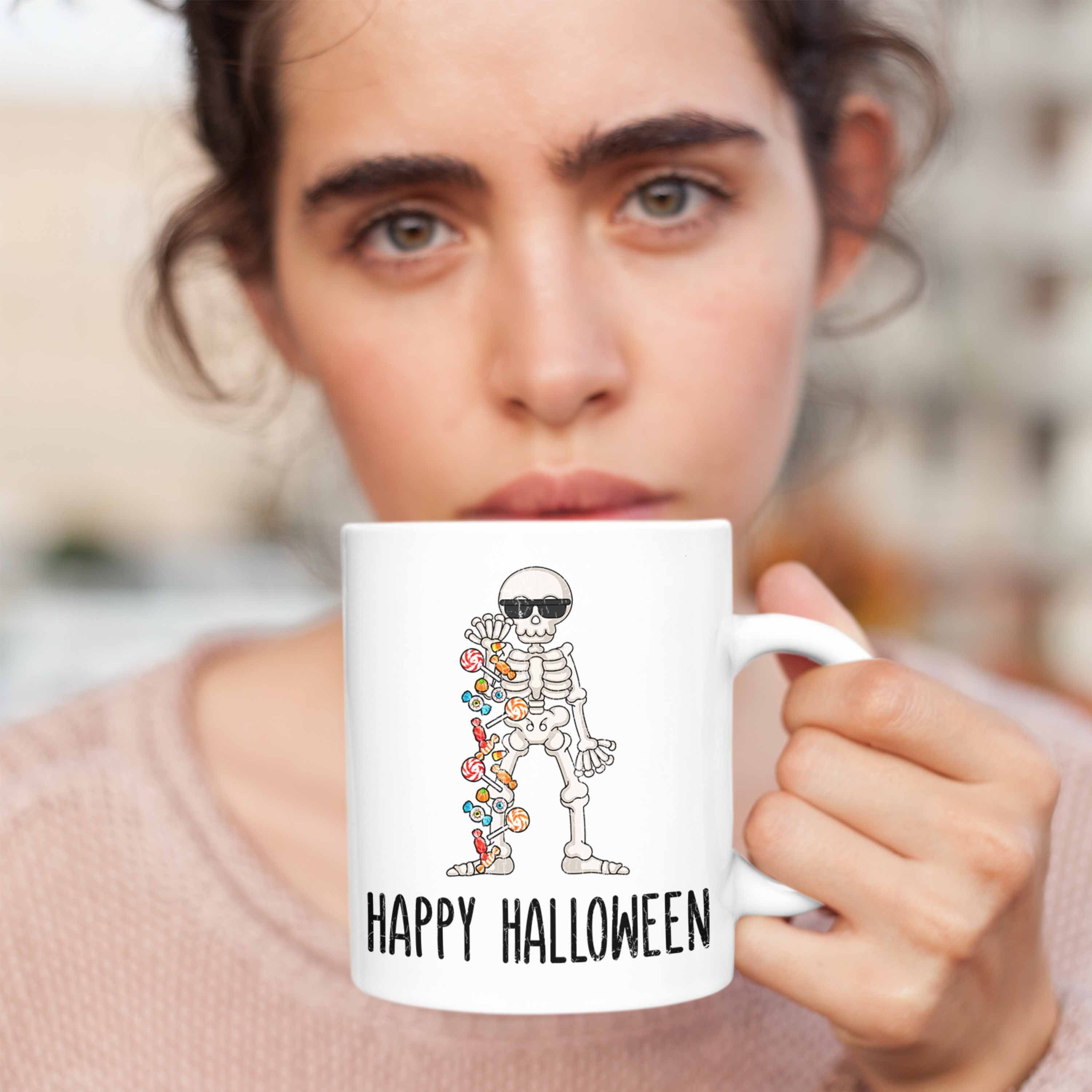 Dekoration Trendation Kürbis Halloween Weiss Tasse Halloween Tasse Skelet Happy Becher