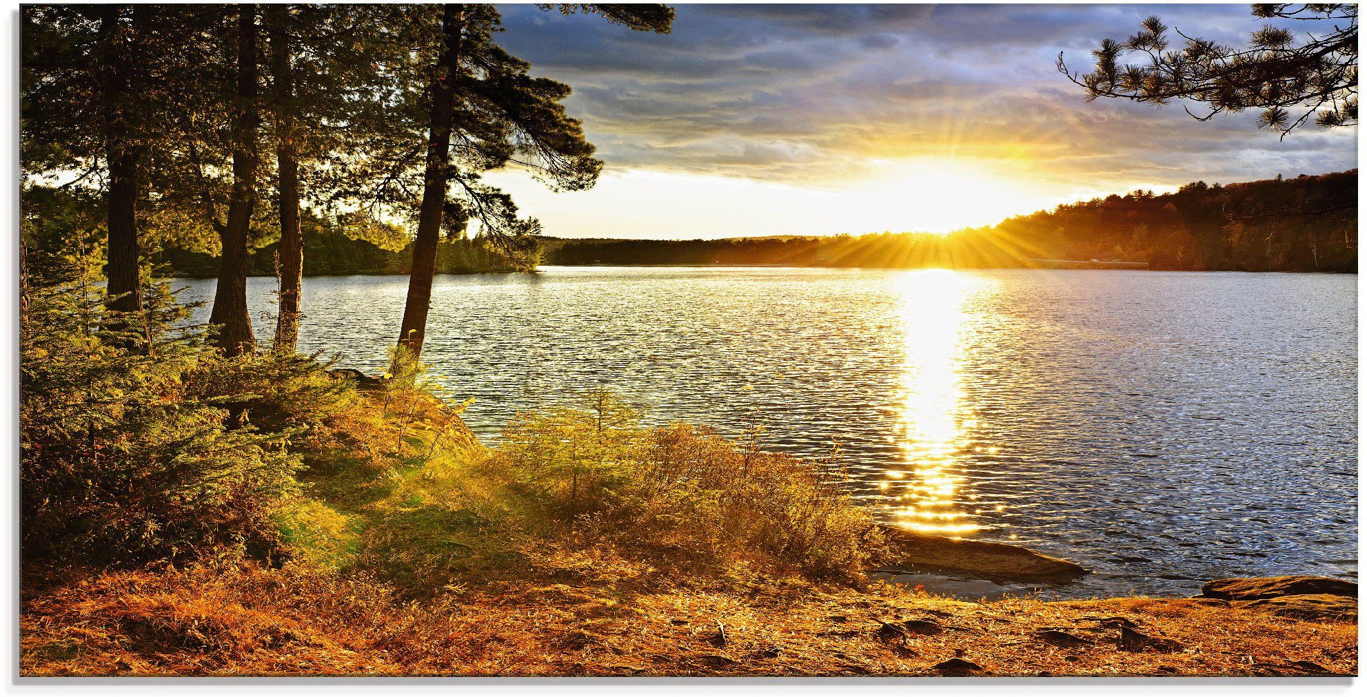 Artland Glasbild Sonnenuntergang über See Algonquin Park, Sonnenaufgang & -untergang (1 St), in verschiedenen Größen