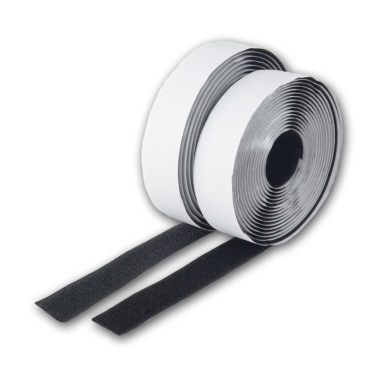 world-trading-net Klettband Klettband 3m Rolle schwarz, selbstklebend 2-lagig