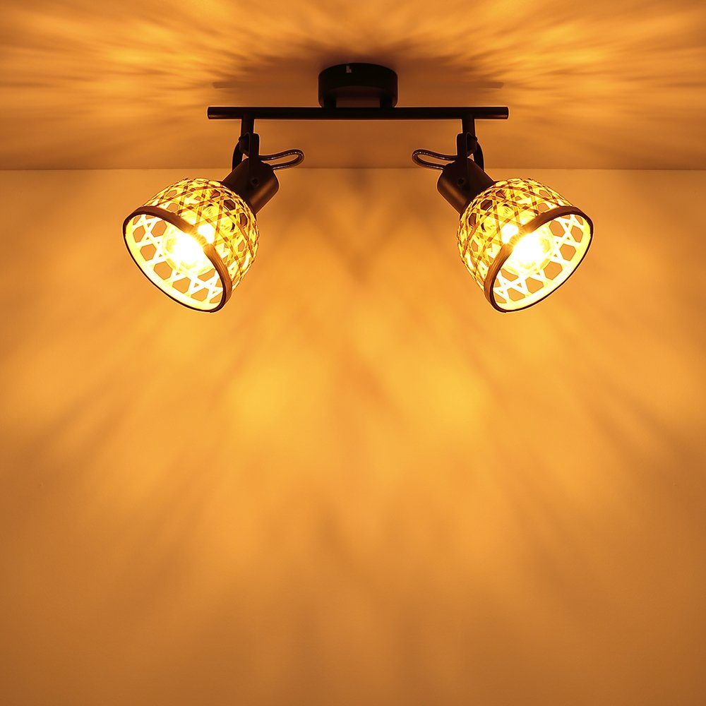 nicht Strahler etc-shop Deckenleuchte LED inklusive, Boho Deckenlampe Bambus Deckenspot, Leuchtmittel Style