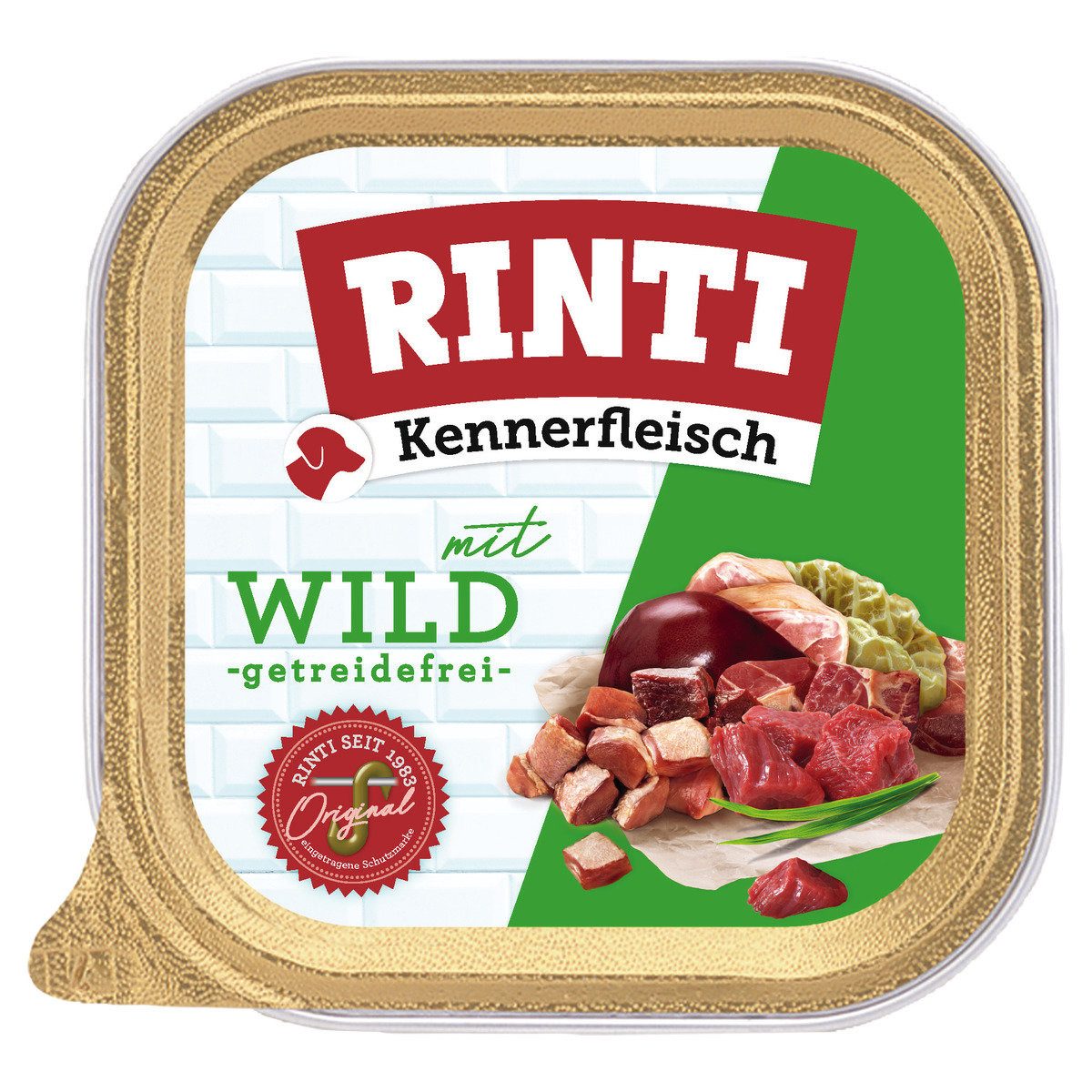 Rinti Kennerfleisch Plus mit Wild 300 g - 9 Stück, Nassfutter für: Hund