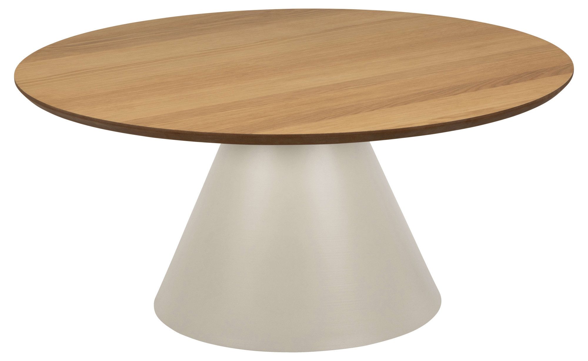 ACTONA GROUP Couchtisch Soli, Rund Couchtisch, Tischplatte matt Eiche, Säule Gestell grau, Ø65x43cm