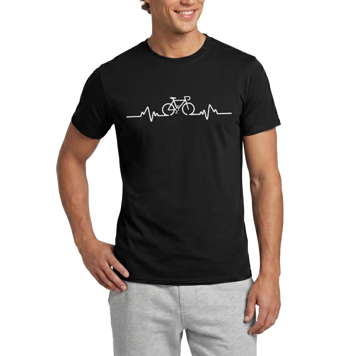 Spreadshirt T-Shirt Fahrrad EKG Herzschlag Rennrad Bike Männer T-Shirt (1-tlg)