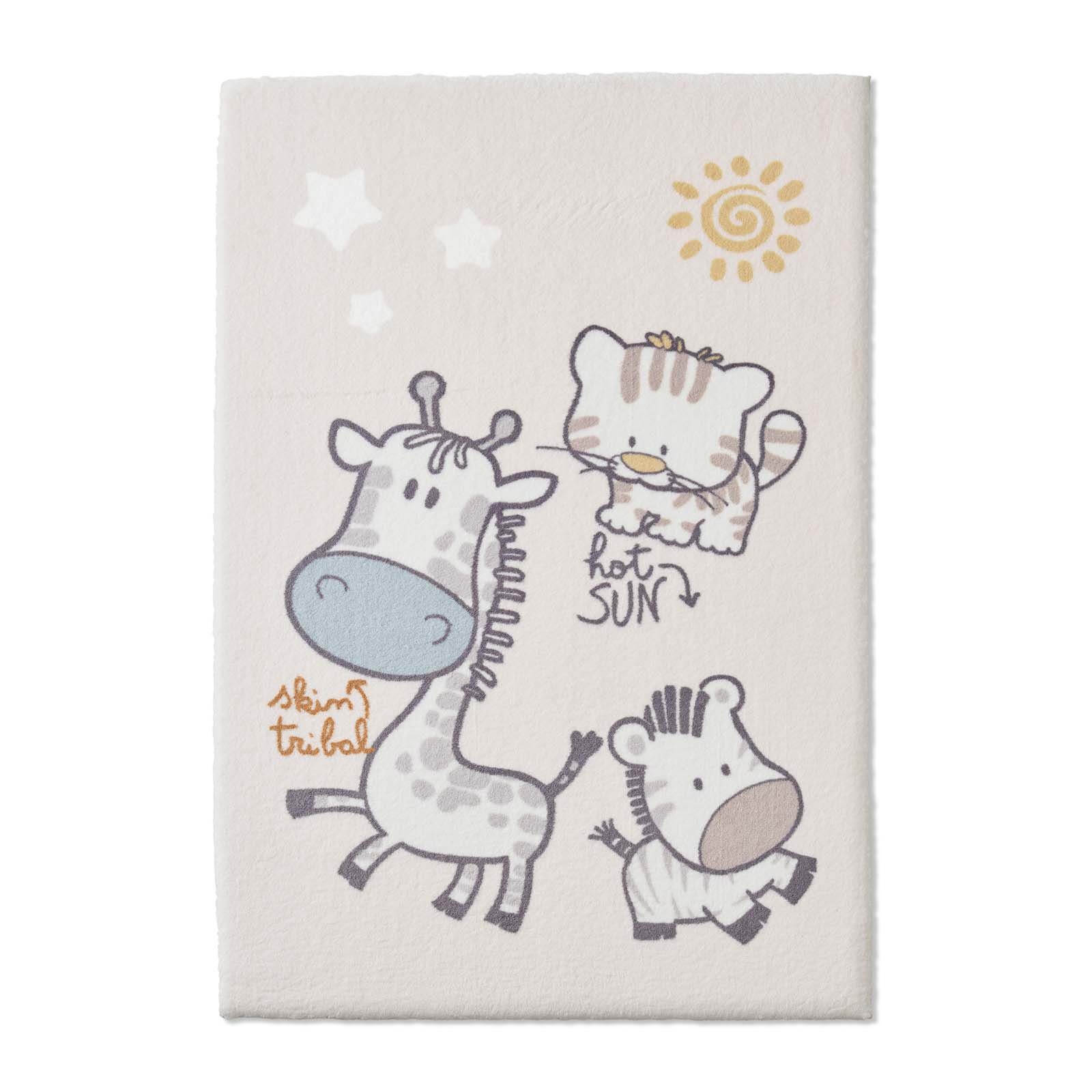 TaraCarpet Kinderteppich Kinderzimmerteppich Soft Kids kuschelig weich in verschiedenen Designs, rechteckig, Höhe: 18 mm, Jungle Babys hell Kinderzimmer Babyzimmer Junge Mädchen 80X150
