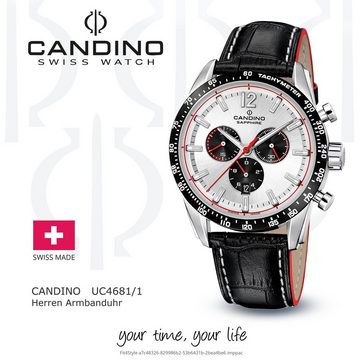 Candino Quarzuhr Candino Herren Quarzuhr Analog C4681/1, Herren Armbanduhr rund, Lederarmband schwarz, Sport