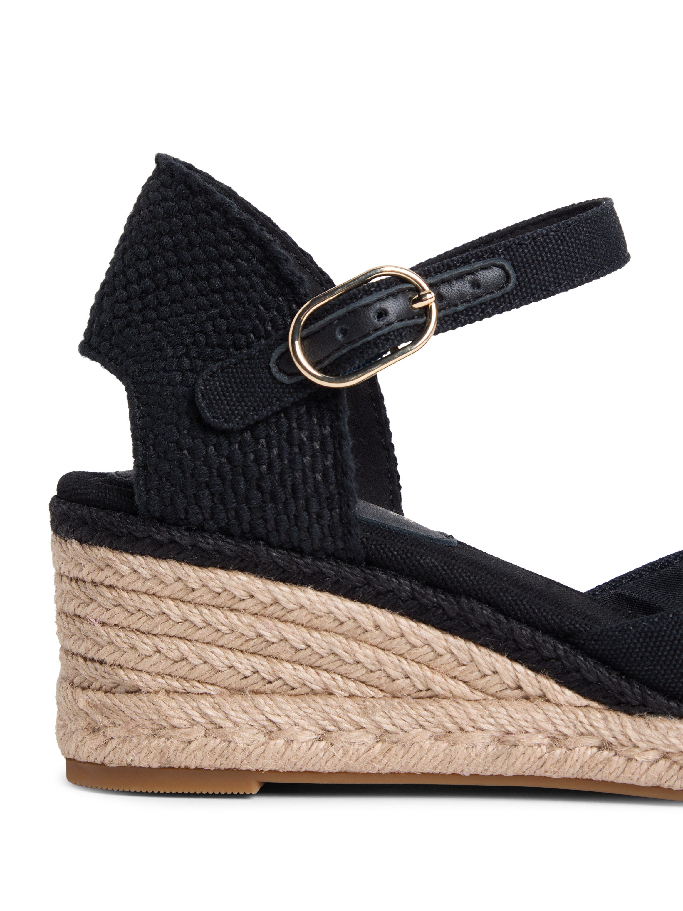 Tommy Hilfiger MID WEDGE ESPAD CLOSED TOE Keilsandalette Plateau, Sommerschuh mit verstellbarer Schnalle, schmale Form