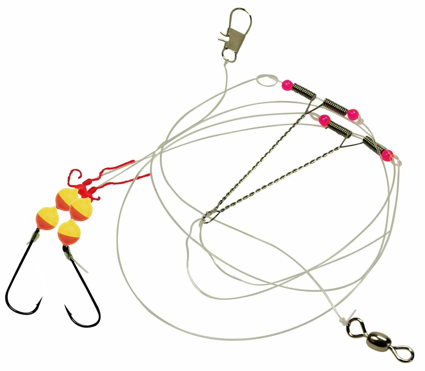 Dieter Eisele Vorfachschnur Dieter Eisele Schollenvorfach gelb/rot 110cm 0,40mm 2 Haken Gr. 2, (1-St)