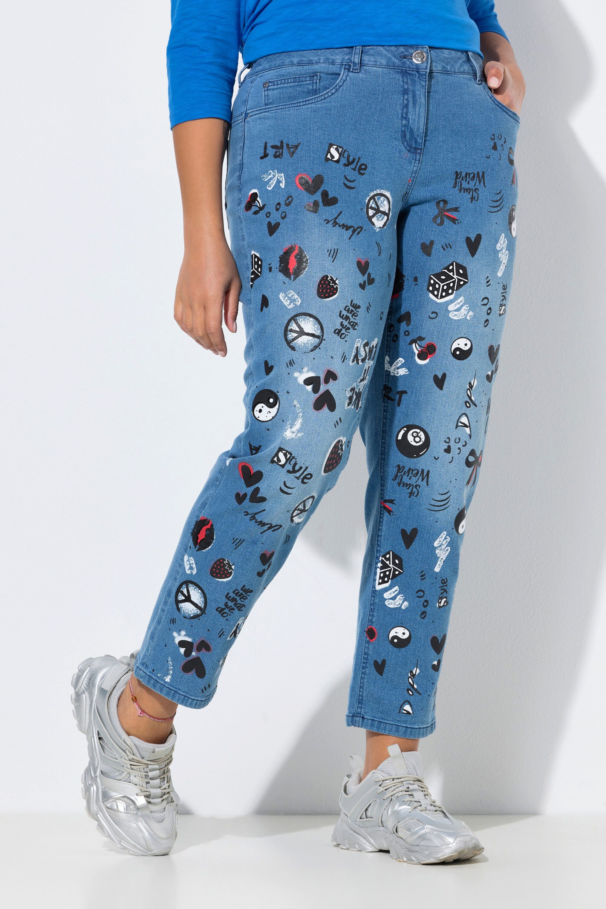 Angel of Style Regular-fit-Jeans Boyfriend-Jeans 5-Pocket Alloverdruck