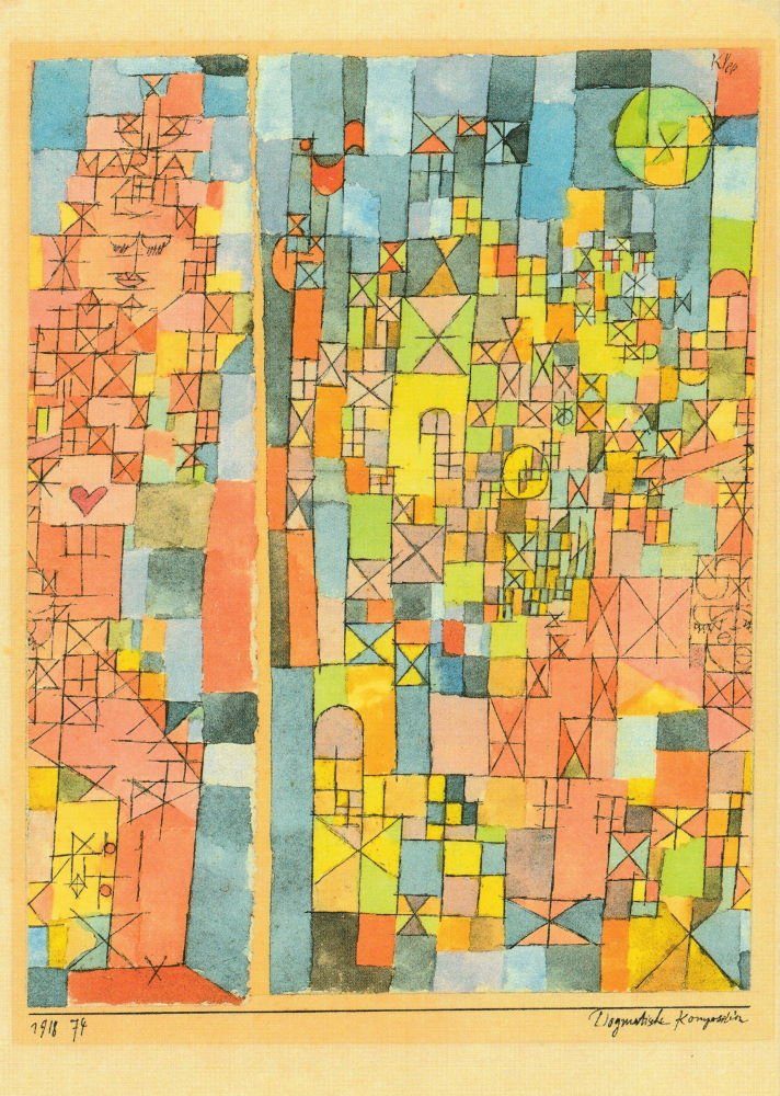 Postkarte Kunstkarte Paul Klee "Dogmatische Komposition"