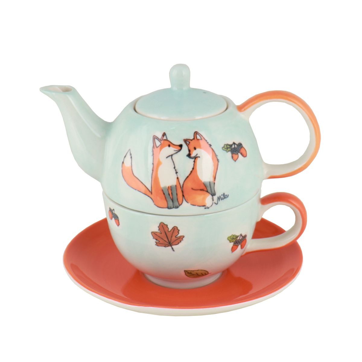 Mila Teekanne Mila Keramik Tee-Set Tea for One Fox in Love, (Set)