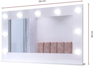 Domando Schminktisch Schminktisch Silvi (2-St), Breite 120cm, LED Spiegel, beidseitig montierbar