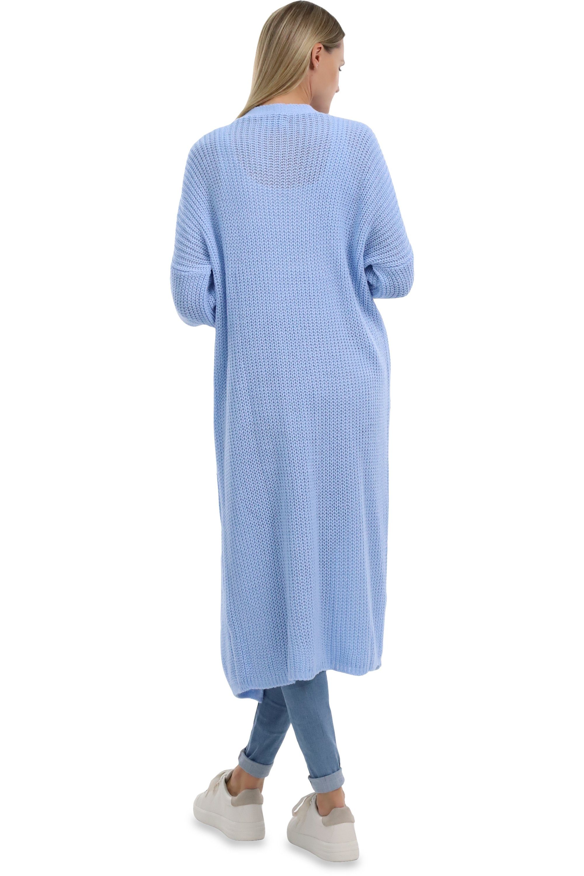 malito more than fashion Longstrickjacke malito Damen Strickmantel, schicker Cardigan, moderne Wollmantel, offene lange Strickjacke in Grobstrick-Optik
