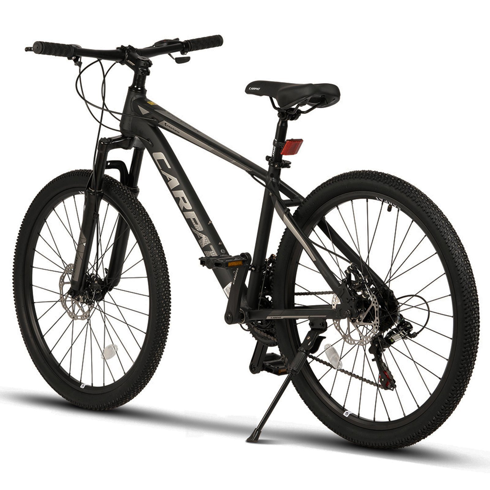 MTB Jungen, Jugendfahrrad CARPAT Kinder für Schaltwerk, Mountainbike Fahrrad TZ Zoll Gang 26 500 21 Kettenschaltung, 24, und SPORT Rahmen, Shimano Mädchen Aluminium Hardtail Herren Fahrrad Schwarz/Grau Damen,