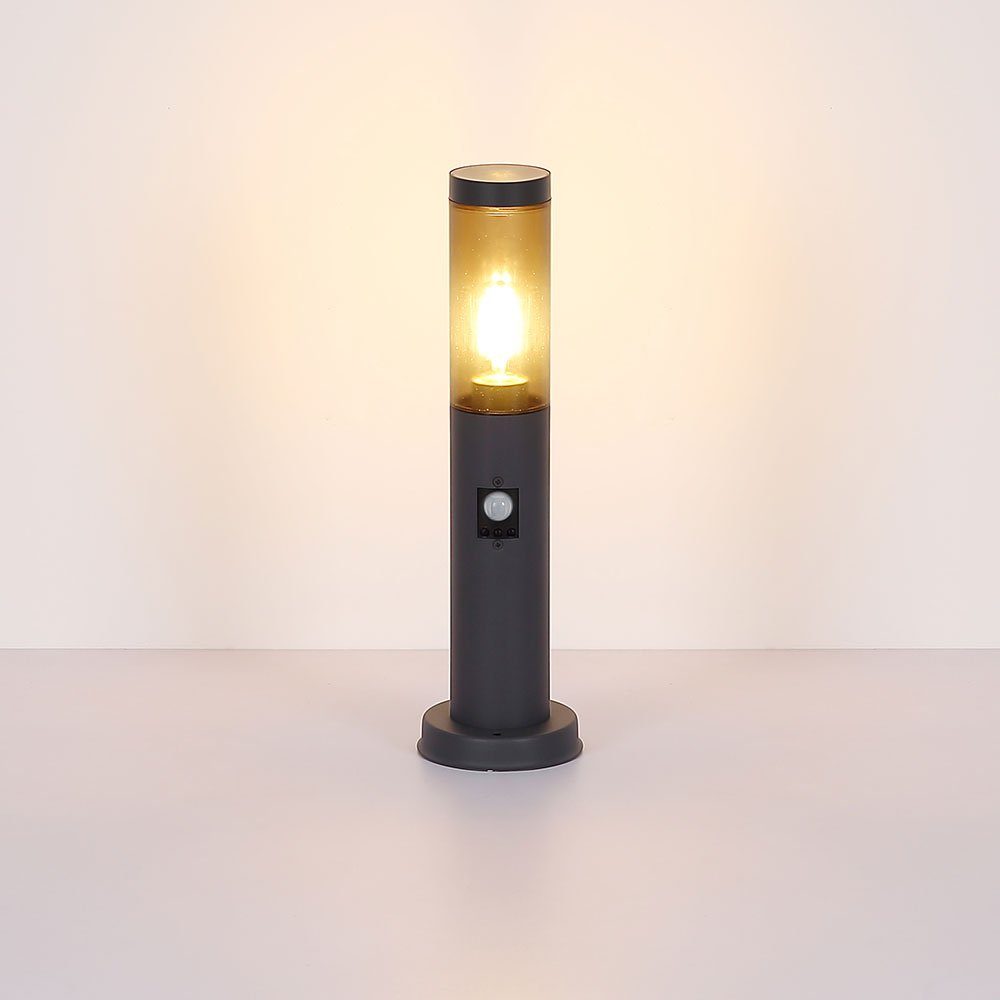 Globo LED Außen-Stehlampe, RGB Sockelleuchte Bewegungsmelder Farbwechsel, LED Fernbedienung Leuchtmittel Warmweiß, inklusive, anthrazit rauch