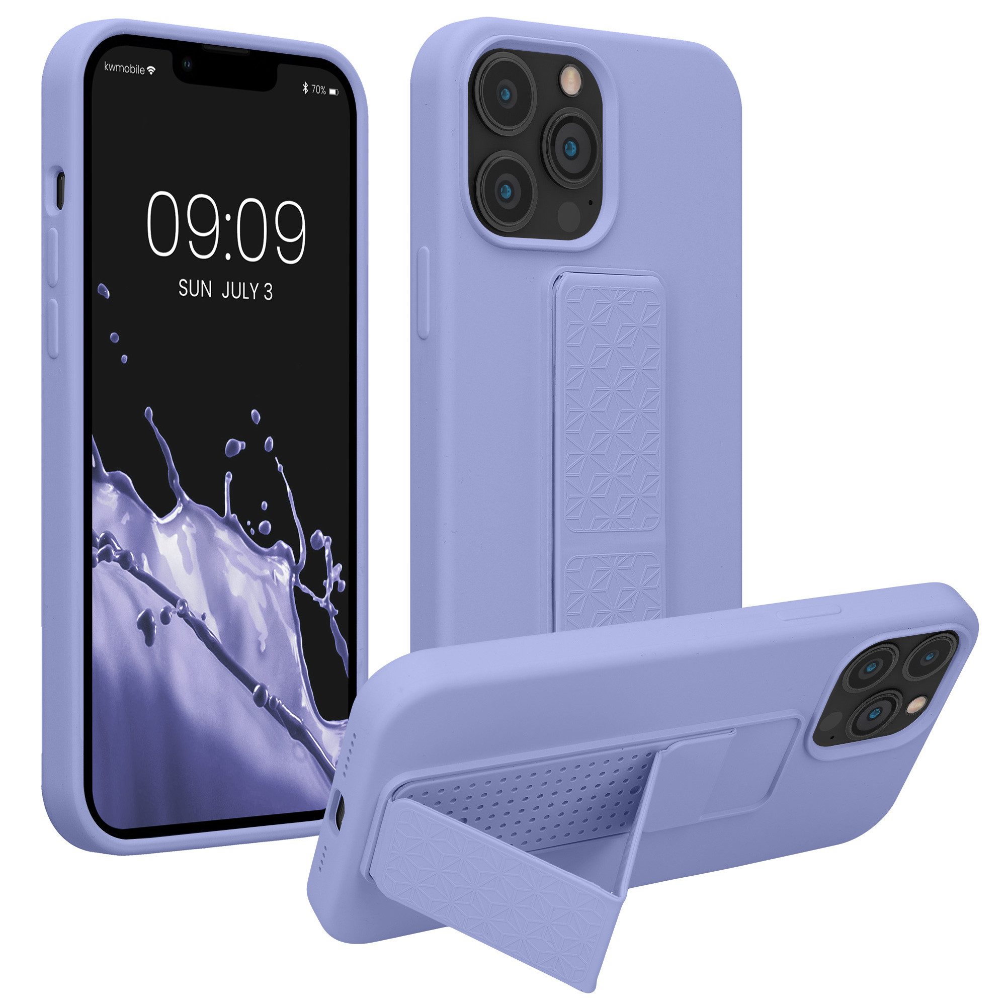 kwmobile Handyhülle kwmobile Handyhülle für Apple iPhone 13 Pro Max, Hülle mit Fingerhalter und Standfunktion - Silikon Case Handy Cover