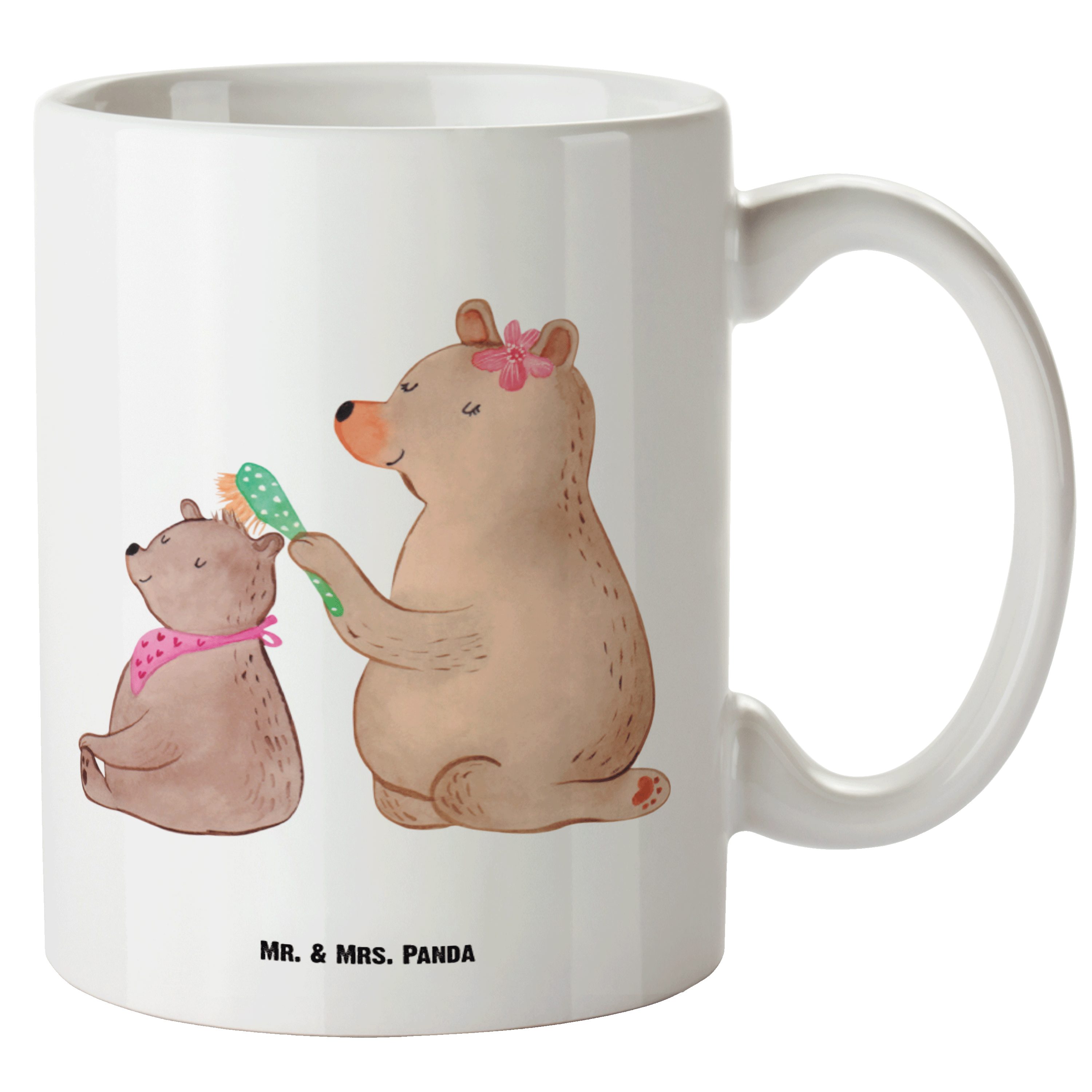 Mr. & Mrs. Panda Tasse Bär mit Kind - Weiß - Geschenk, Familie, Mama, Jumbo Tasse, Große Tas, XL Tasse Keramik