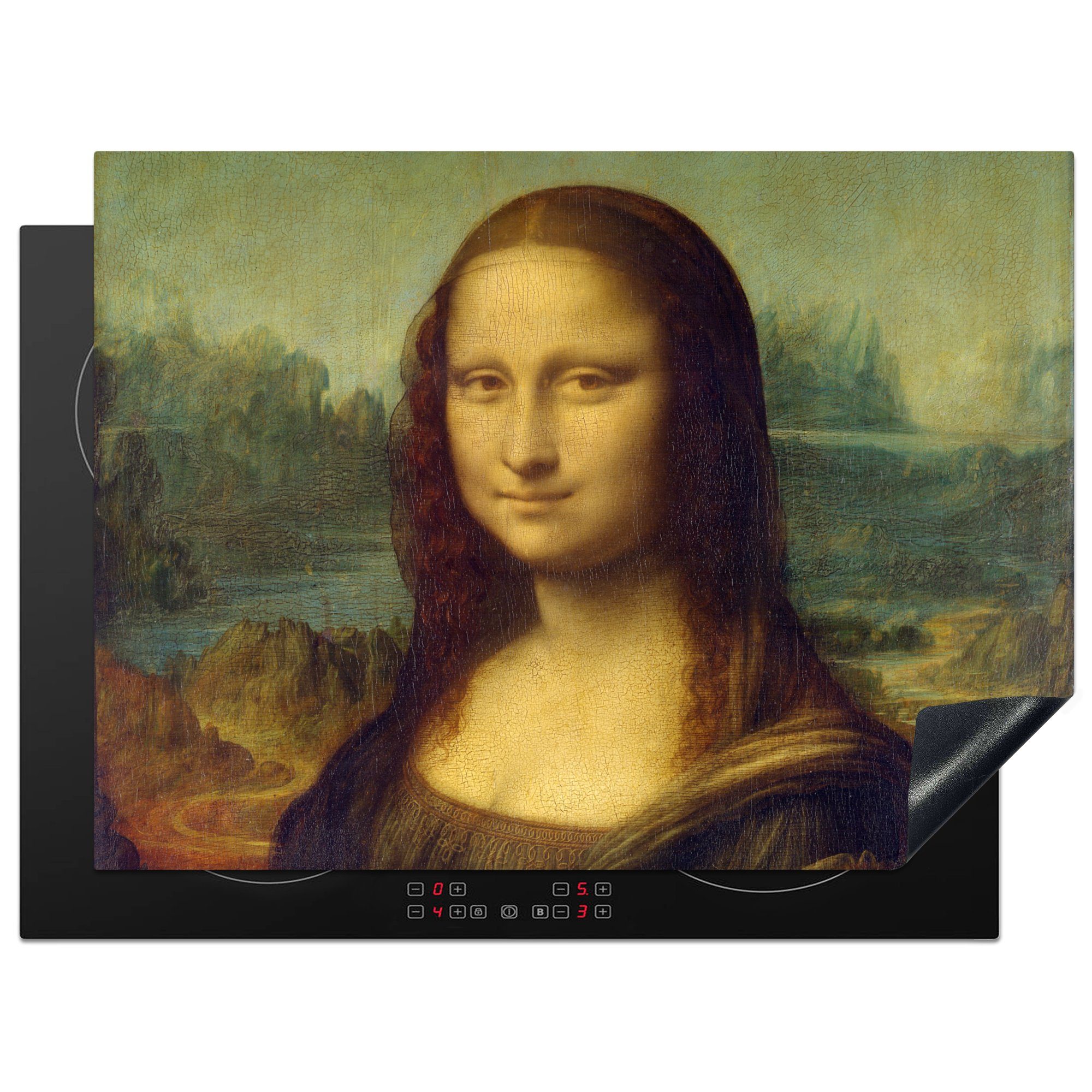 (1 tlg), Herdblende-/Abdeckplatte da Mona Lisa nutzbar, - Arbeitsfläche Ceranfeldabdeckung Vinyl, 70x52 Vinci, cm, Leonardo MuchoWow Mobile