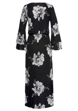 LASCANA Maxikleid mit Blumenprint und Schulter-Cut-Outs, Sommerkleid mit Schlitz