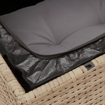 vidaXL Loungesofa Gartensofa mit Kissen 3-Sitzer Beige Poly Rattan