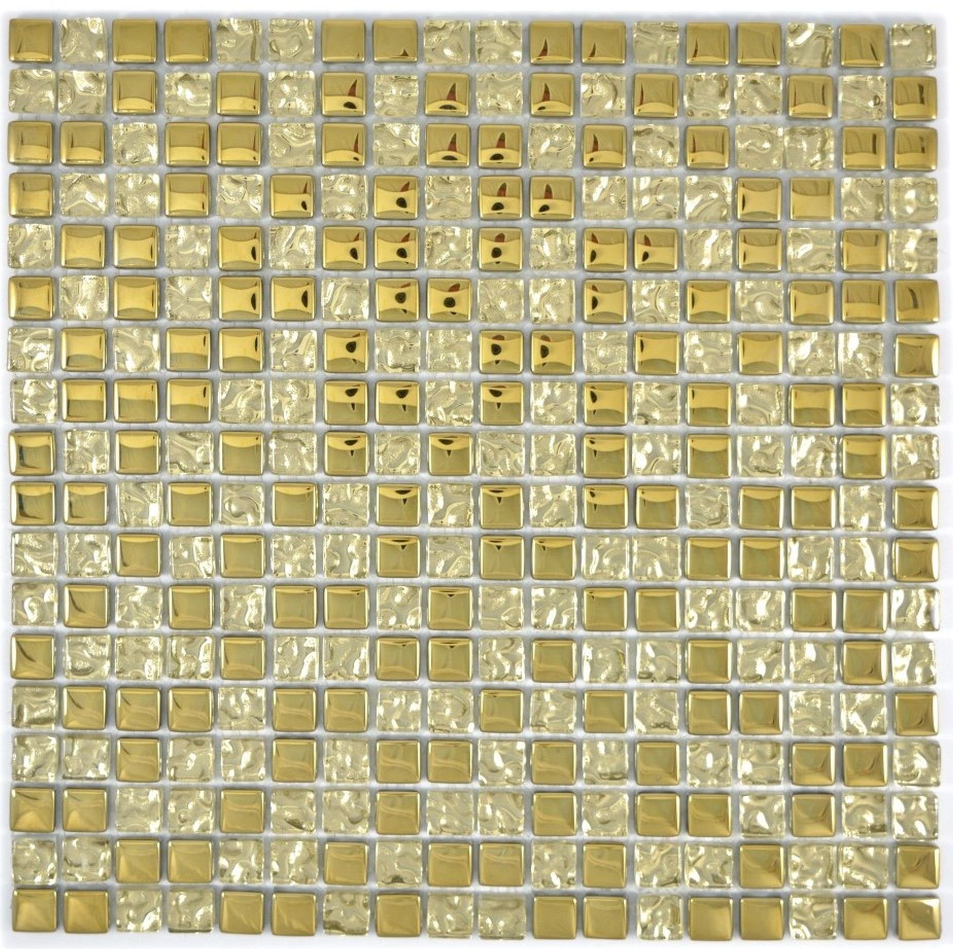 Mosani Mosaikfliesen Glasmosaik gold Mosaikfliese electroplated Glas BAD WC