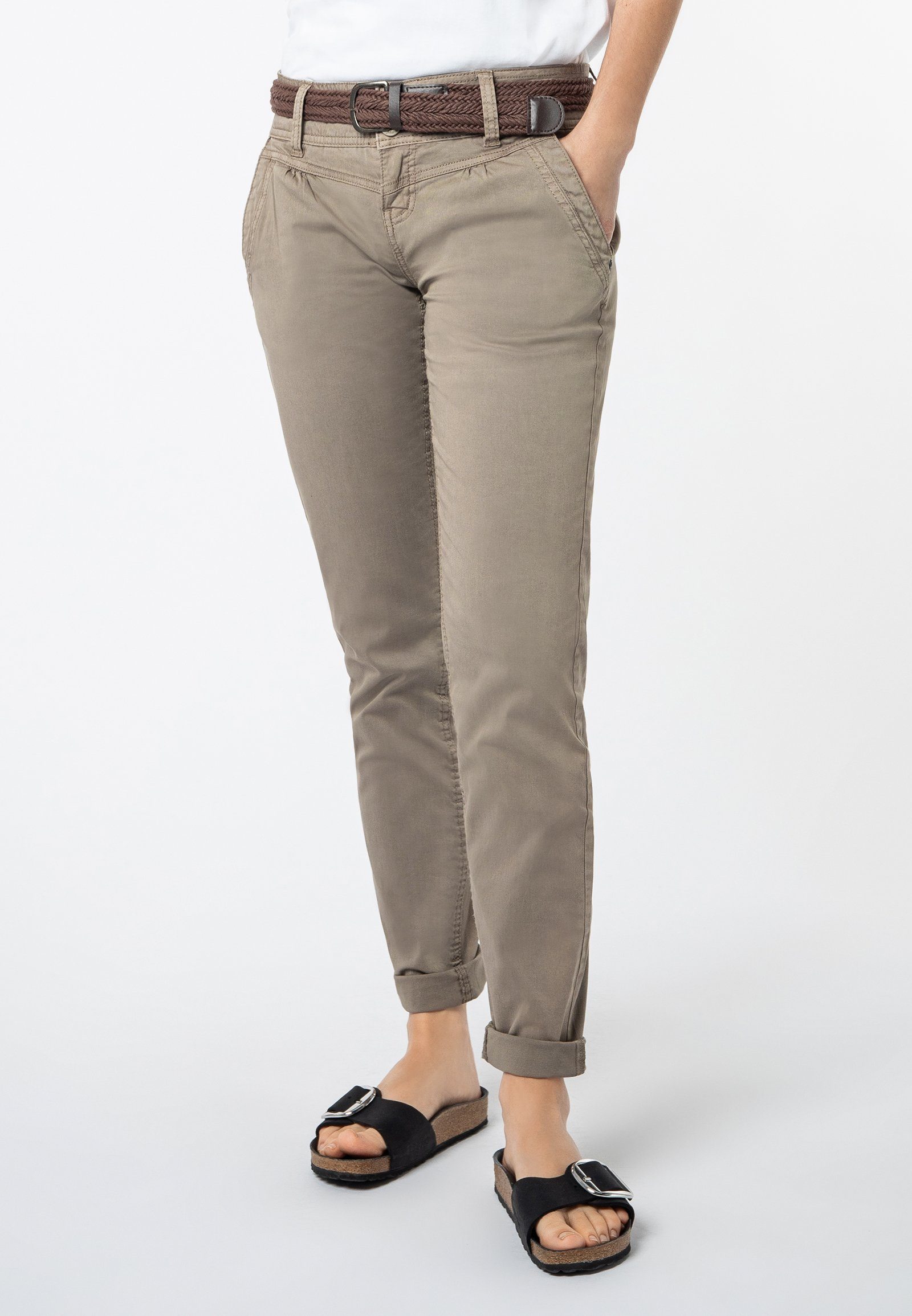 Chinohose Chino Hose mit Gürtel