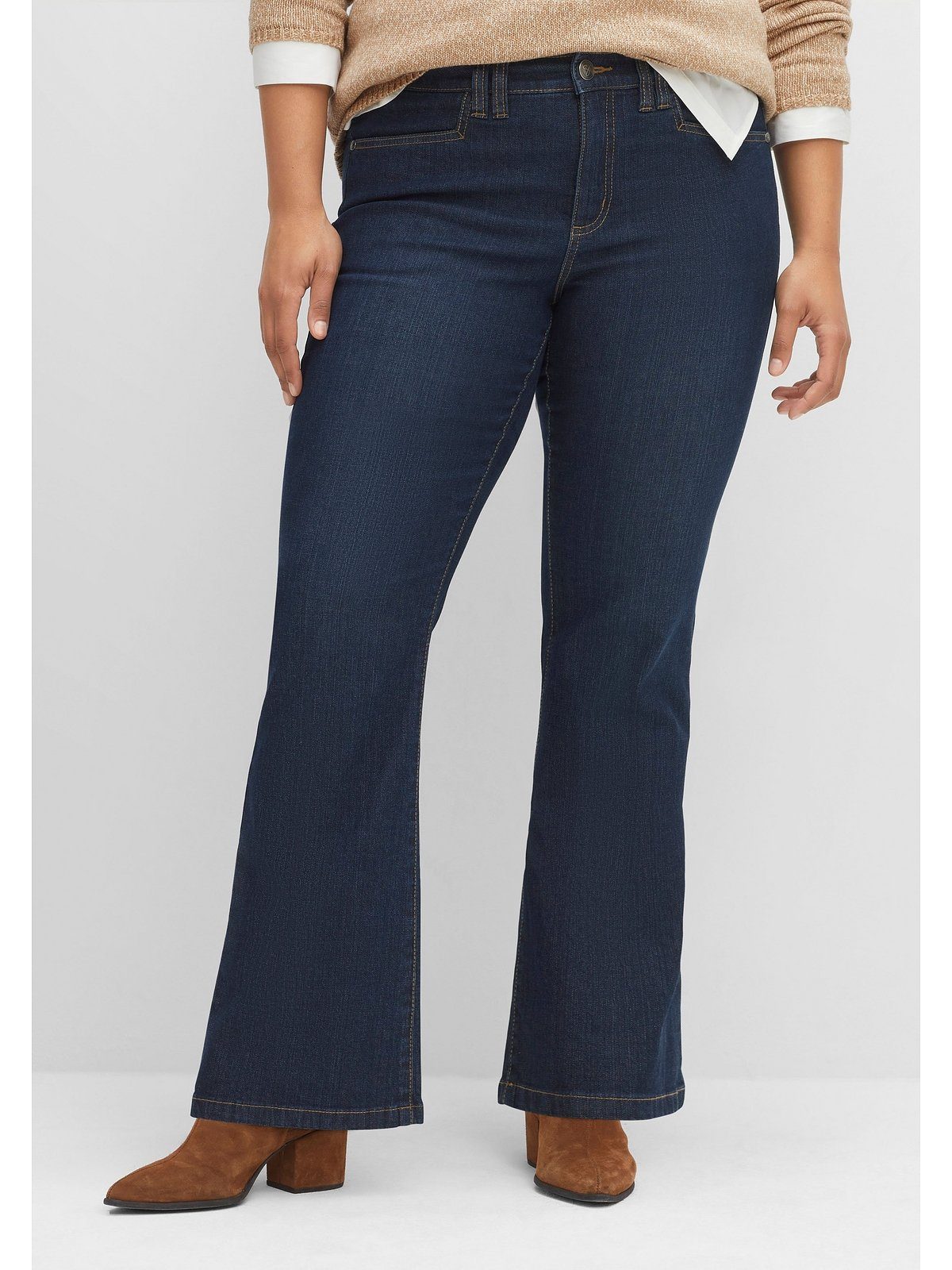 Sheego Bootcut-Jeans Größen mit Kontrastnähten Große