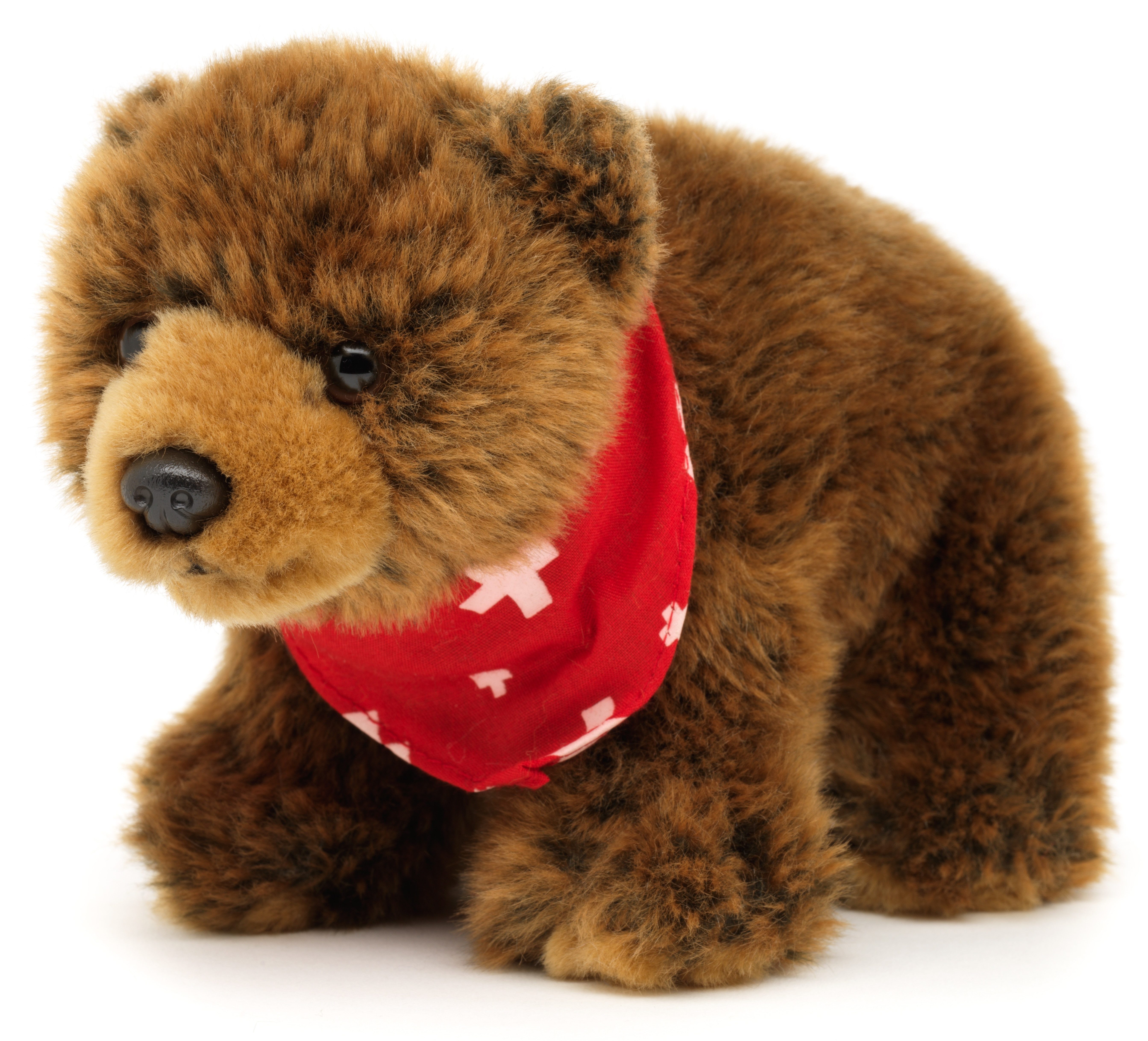 Uni-Toys Kuscheltier Braunbär m. Halstuch, stehend - 20 oder 27 cm - Plüsch-Bär, Plüschtier