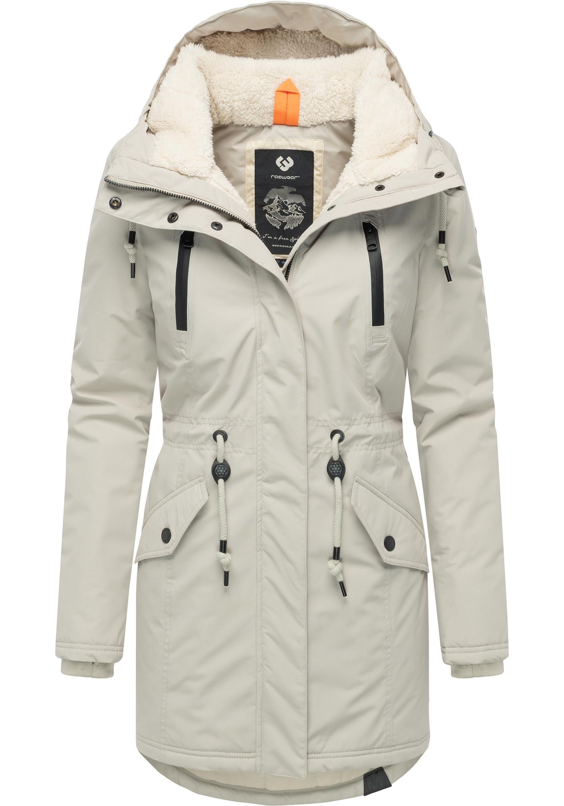 Ragwear Wintermantel Elsien wasserdichter Winterparka mit Teddyfell-Futter