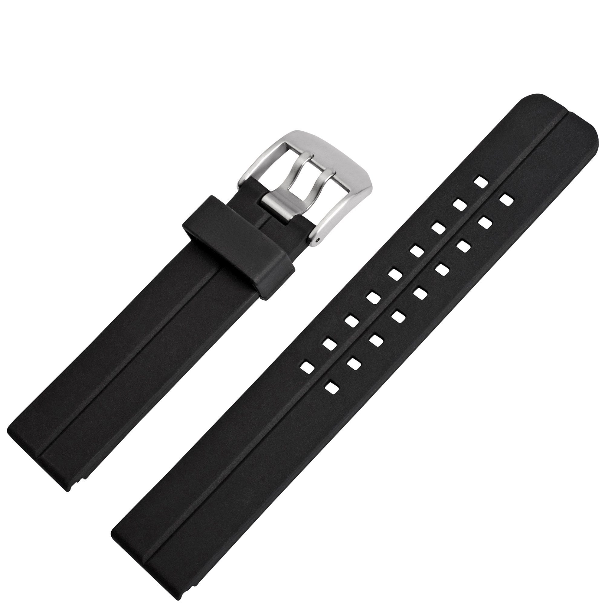 MARBURGER Uhrenarmband 24mm Kunststoff PU XL Extra Lang Schwarz