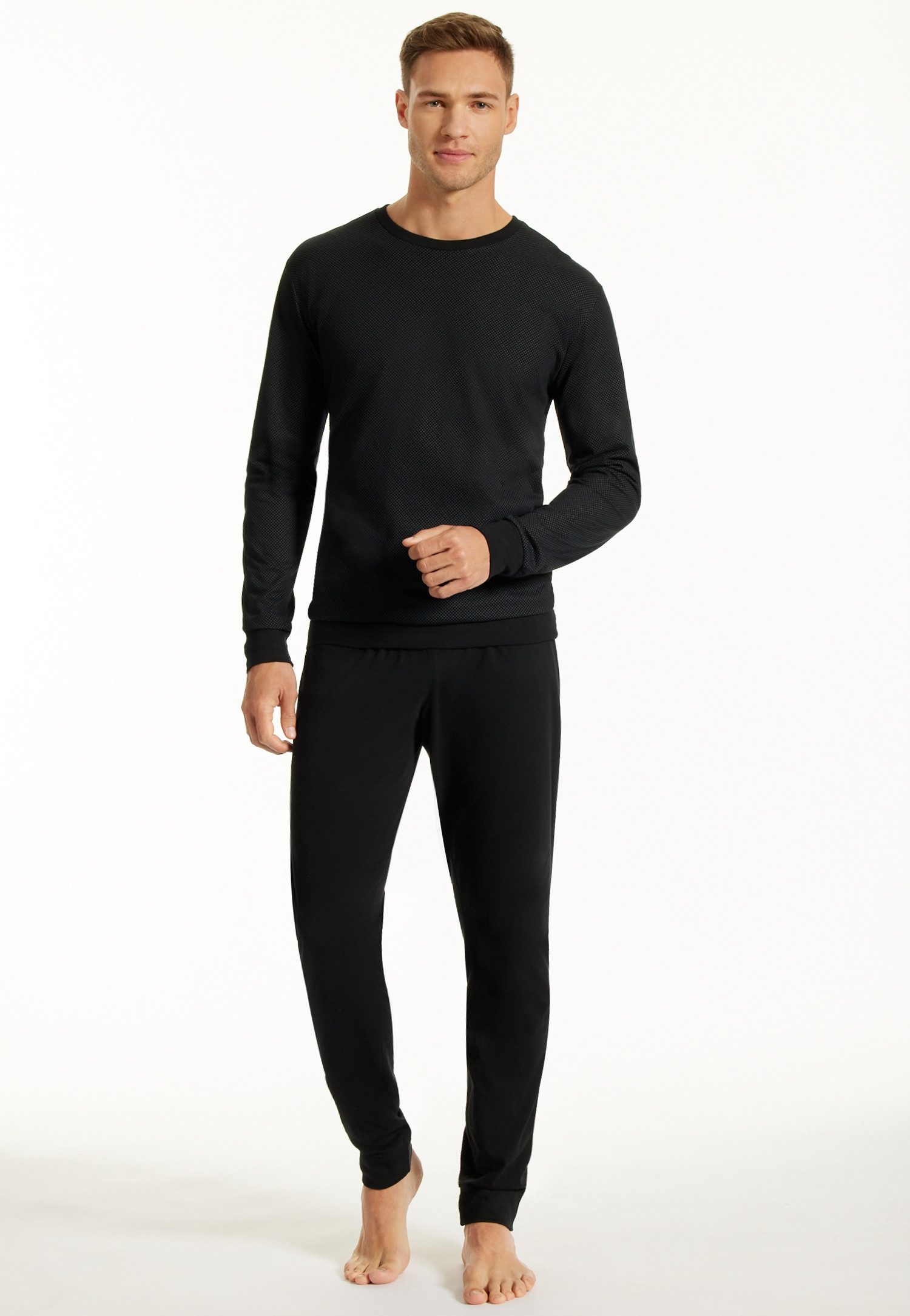 uncover by SCHIESSER Schlafanzug Uncover Nightwear (2 tlg) Langarm, Rundhals-Ausschnitt, Single Jersey-Qualität, weich