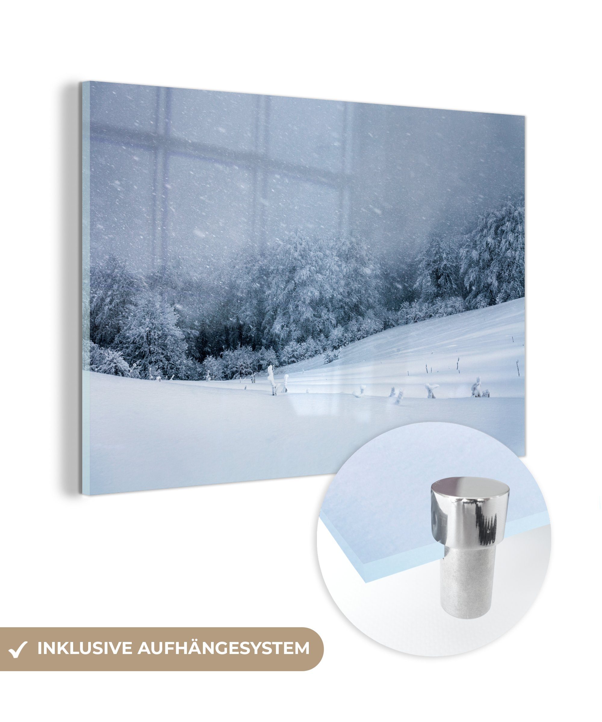 MuchoWow Acrylglasbild Berg mit Schnee, (1 St), Acrylglasbilder Wohnzimmer & Schlafzimmer