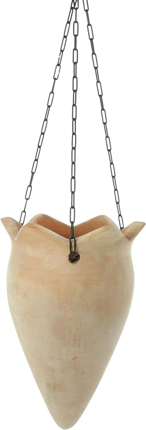 Dekoleidenschaft Blumenampel Pflanzampel "Terra" aus Terracotta, Ø 18 x H 28 cm, Hängeampel mit, Metallkette, Blumentopf, Hängepflanztopf für Wohnung, Balkon & Garten