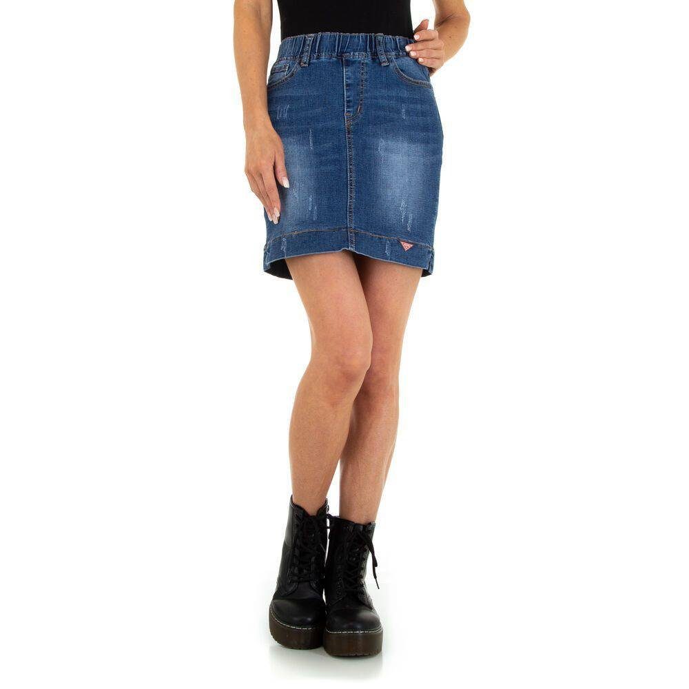 Destroyed-Look Jeansrock Ital-Design Freizeit in Jeansrock Damen Blau