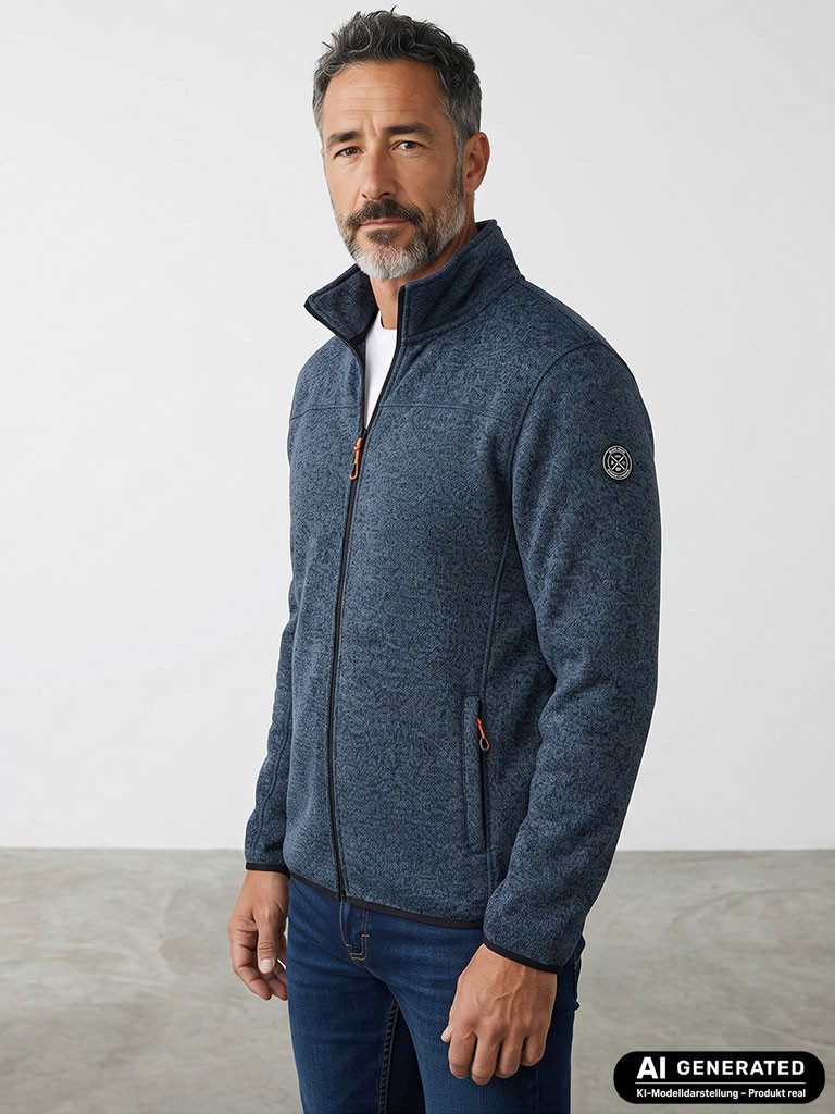Blue Wave Fleecejacke Nis Herren Jacke Nis in Strickoptik mit Stehkragen und Reißverschluss