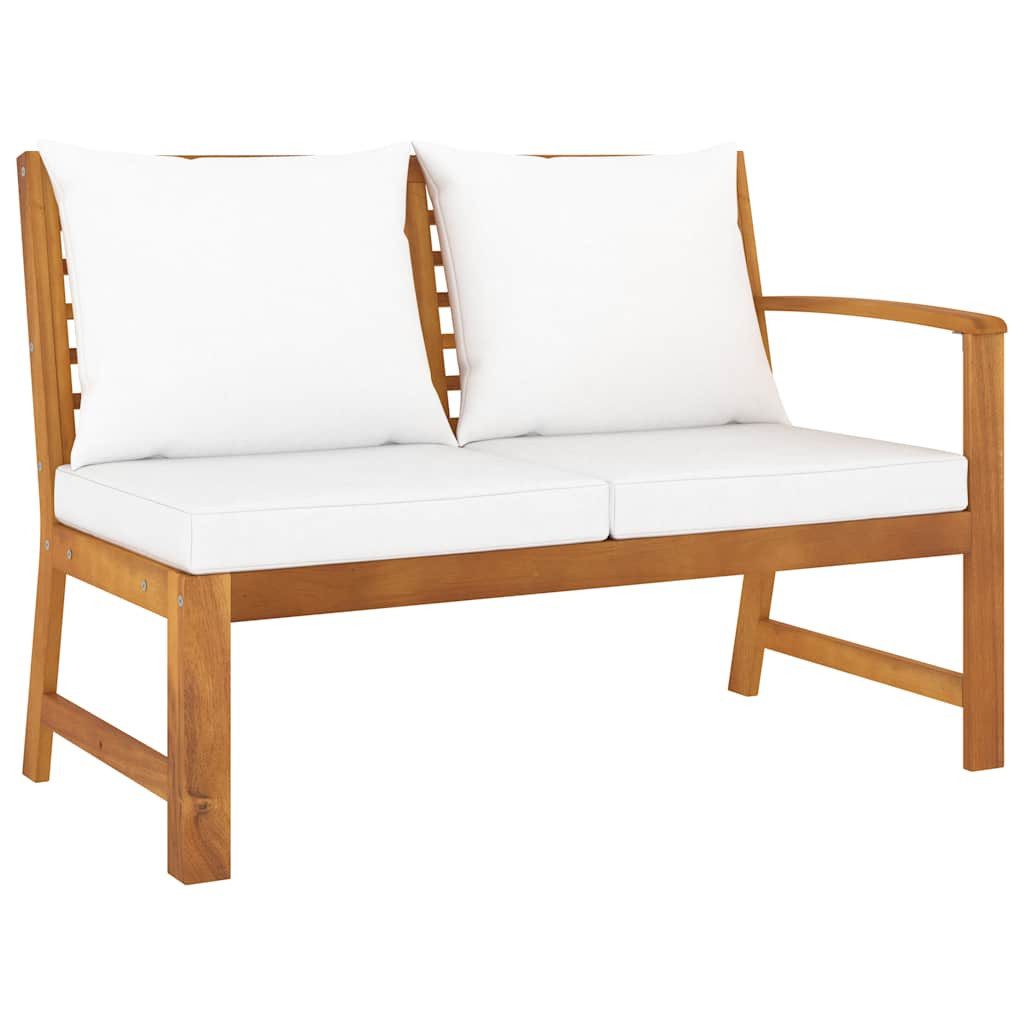 vidaXL Sofaelement Gartenbank 114,5 cm mit Creme Kissen Massivholz (1 St)