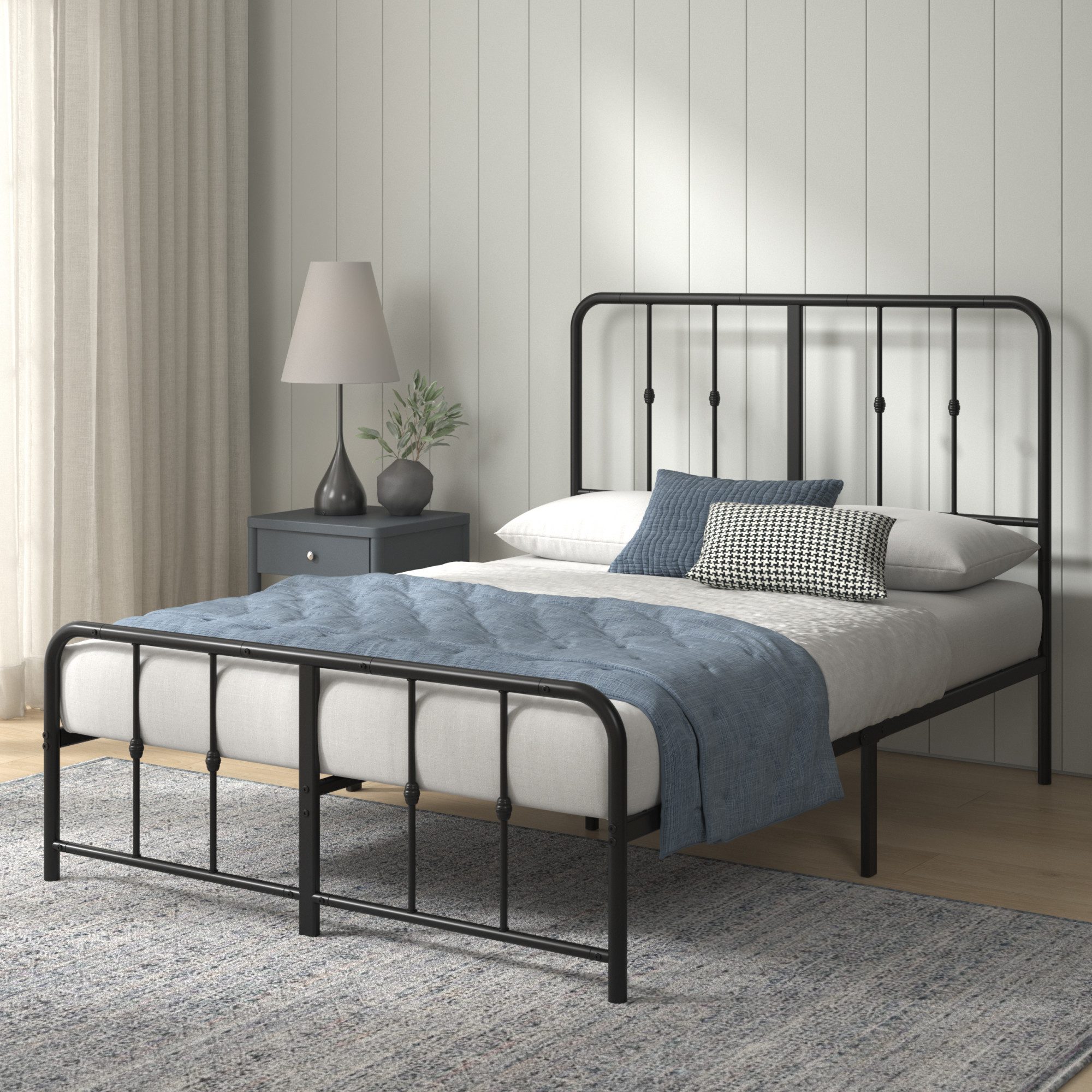 ZINUS Bettgestell Florence, Bett mit Kopf- und Fussteil, (90x200cm & 140x200cm) (Schwarz, 140x200cm), Inklusive Lattenrost, Hohe Stabilität, Leichter Aufbau