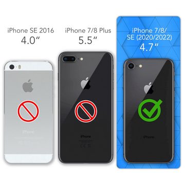 EAZY CASE Handyhülle Flipcase für Apple iPhone SE 2022/2020, iPhone 8/7 4,7 Zoll, Tasche Klapphülle Handytasche zum Aufklappen Etui Kunstleder Schwarz