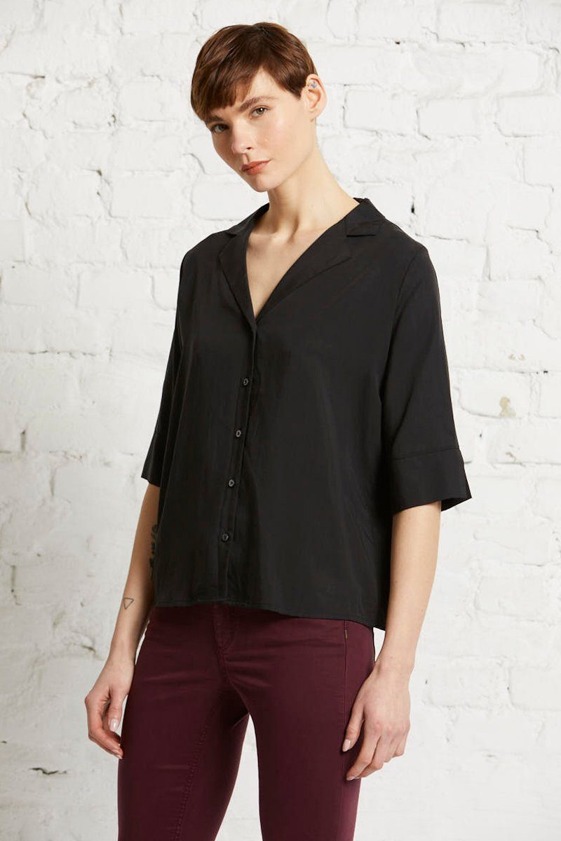 TENCEL 791 Langarmbluse black Revers wunderwerk - khaki blouse
