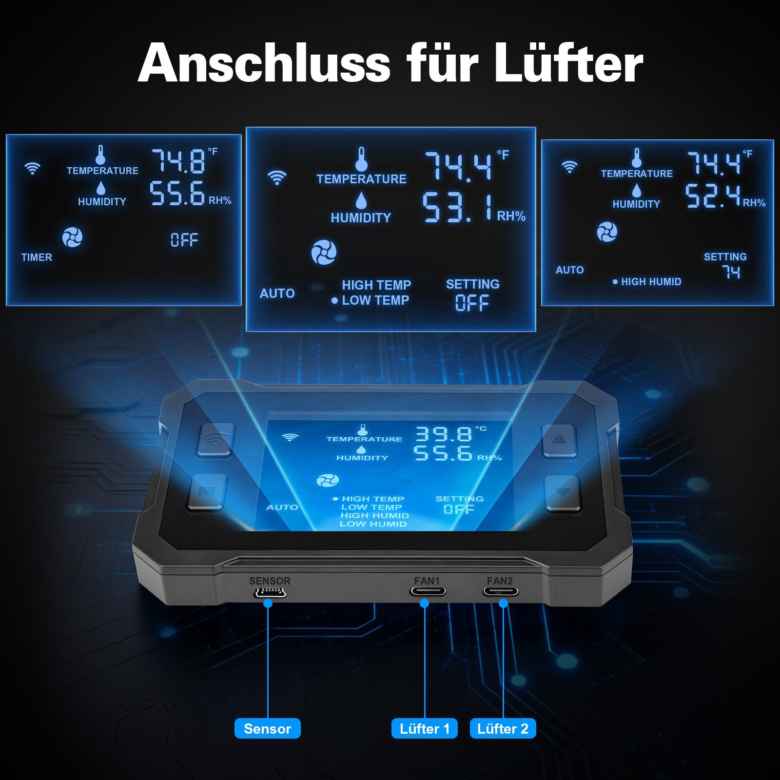 XERSEK Badlüfter EC-Abluftventilator Rohrlüfter mit Stufenlose App-Regelung, 360m³/h, Temp.-/Feuchtesensor - Smart Steuerung, Lüftung für Growzelt Bad Küche
