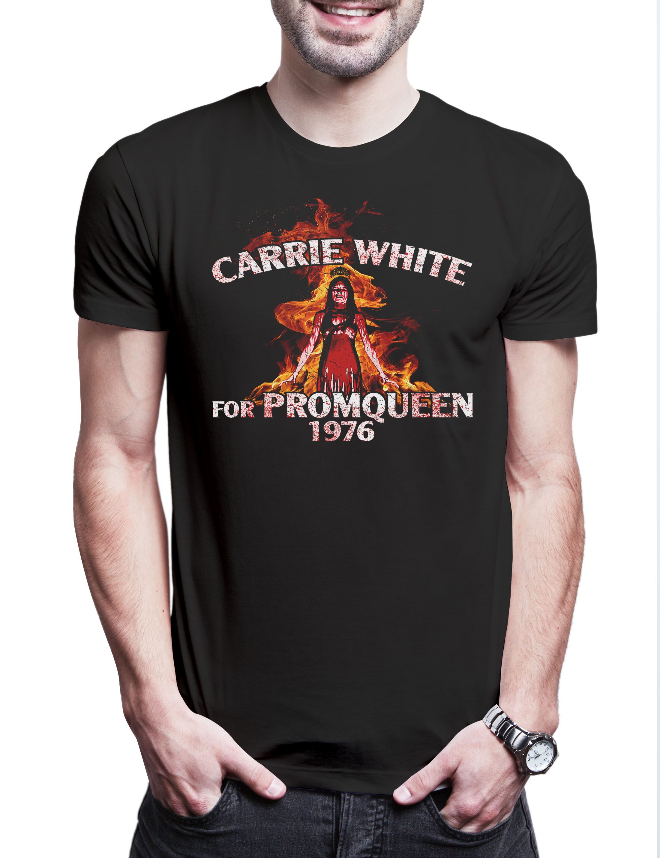 Print-Shirt Promqueen 1976 Herren T-Shirt Halloween Carrie Classic Horror White