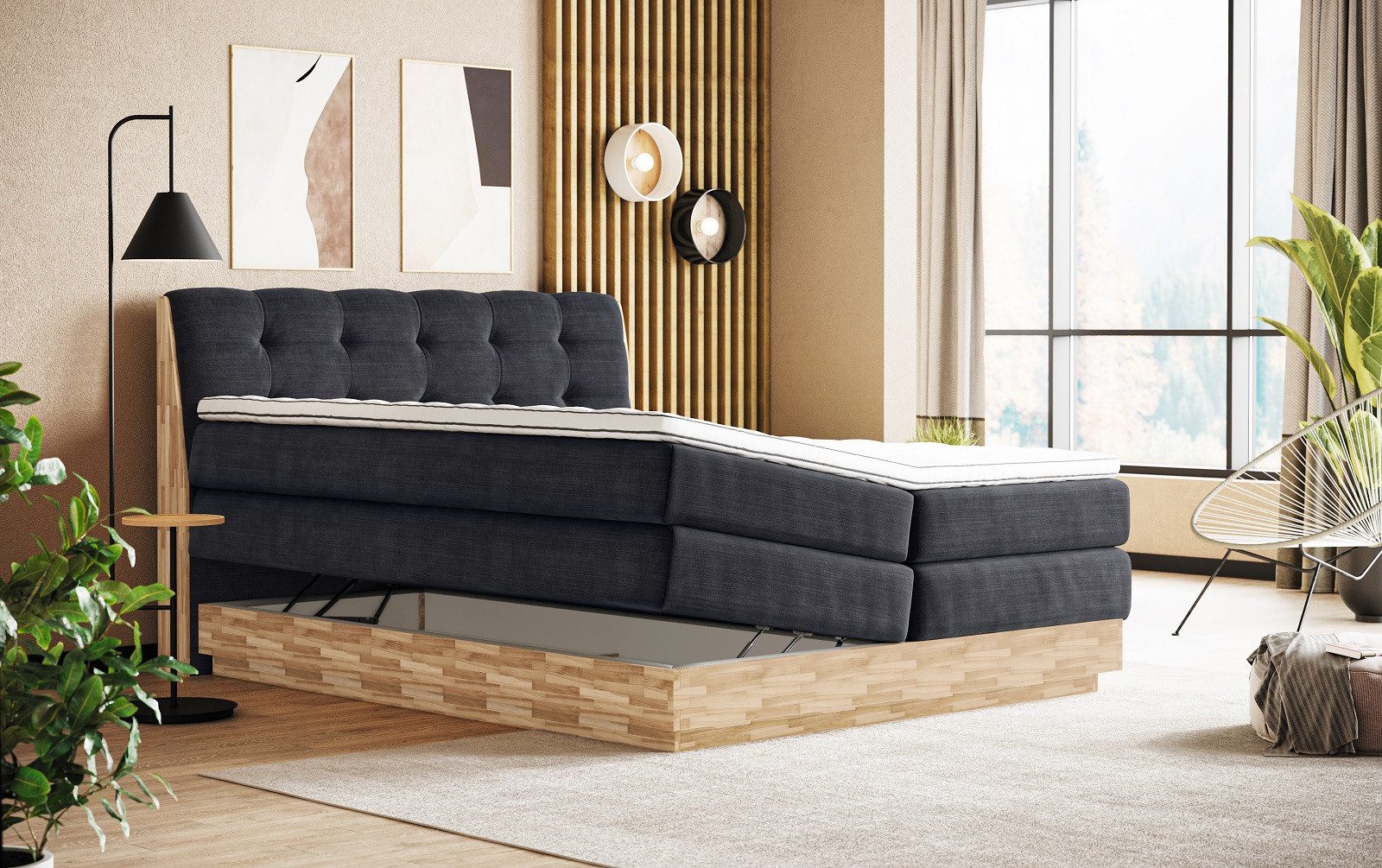 COTTA Boxspringbett Melissa - mit LED, Bettkästen, Kaltschaum-Topper & H2/H3 Matratzen (Bett inklusive Matratze, Topper und Bettkasten), mit LED, Kaltschaum-Topper, Bettkasten & H2/H3-Matratzen