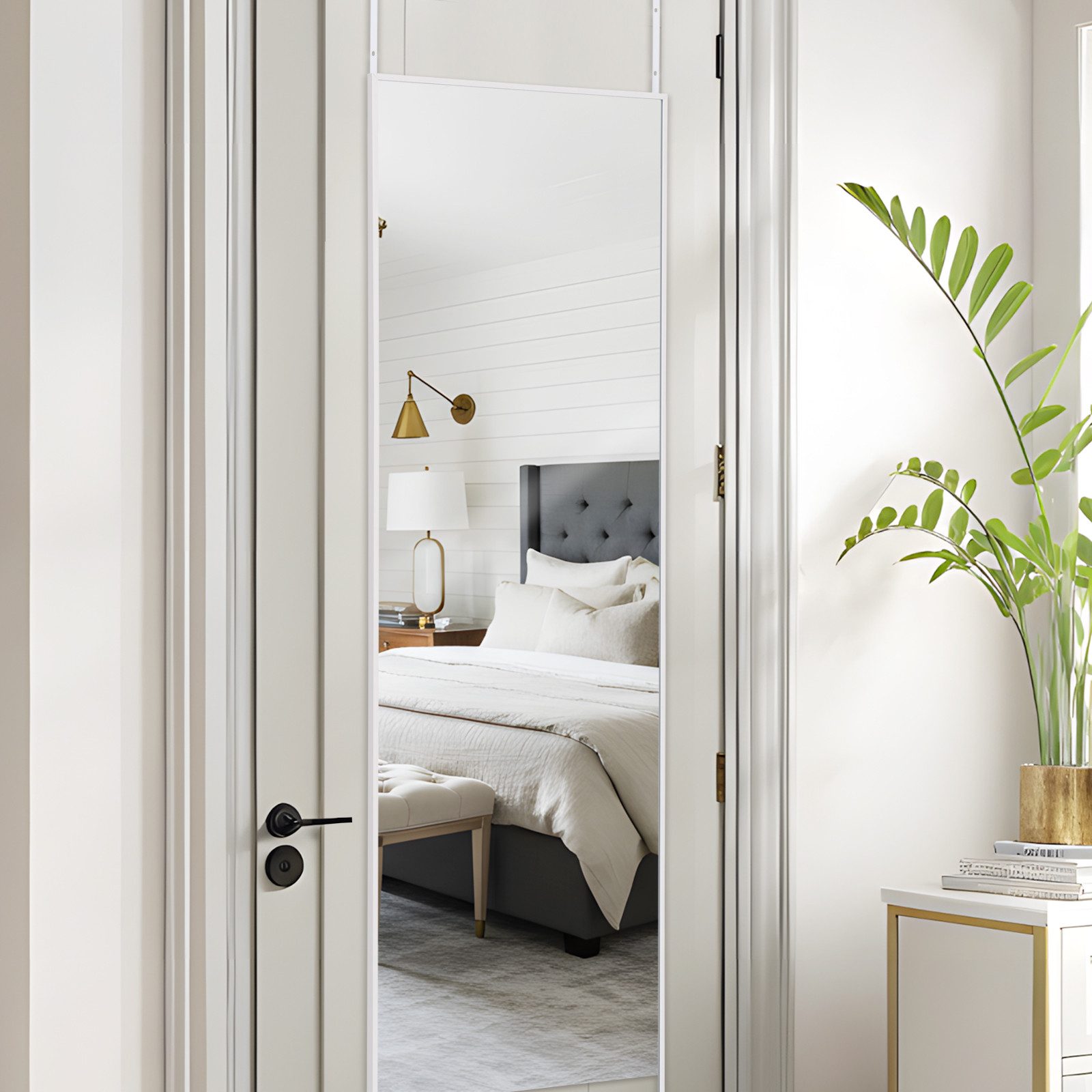 LUNAMIRROR Wandspiegel mit Aluminiumrahmen, aus HD Glas (1-St), rechteckig, bruchsicher, ohne Bohren